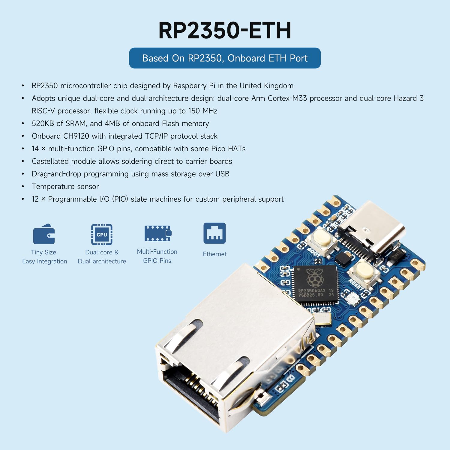waveshare-rp2350-eth-mini-entwicklungsboard-mit-ethernet-rp2350 image 3