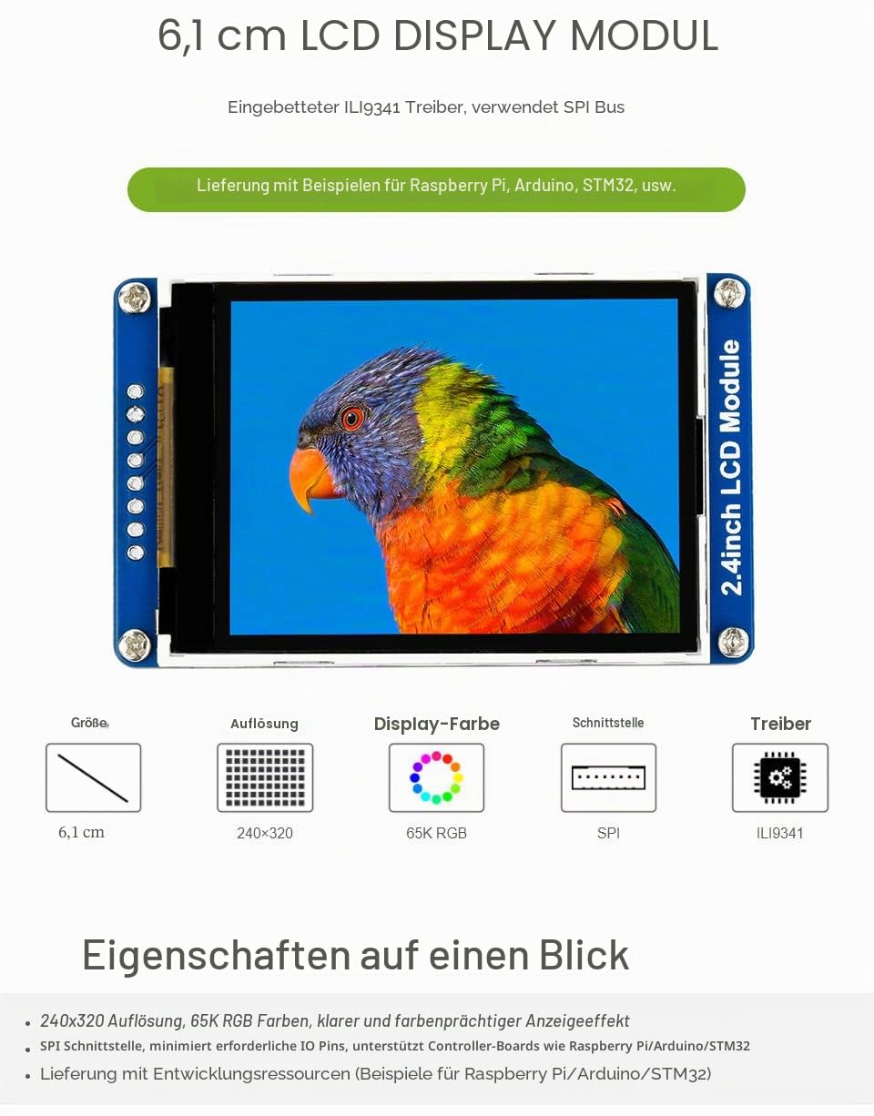 waveshare-2-4-zoll-lcd-tft-display-modul-240x320-65k-farben-spi-ili9341 image 2