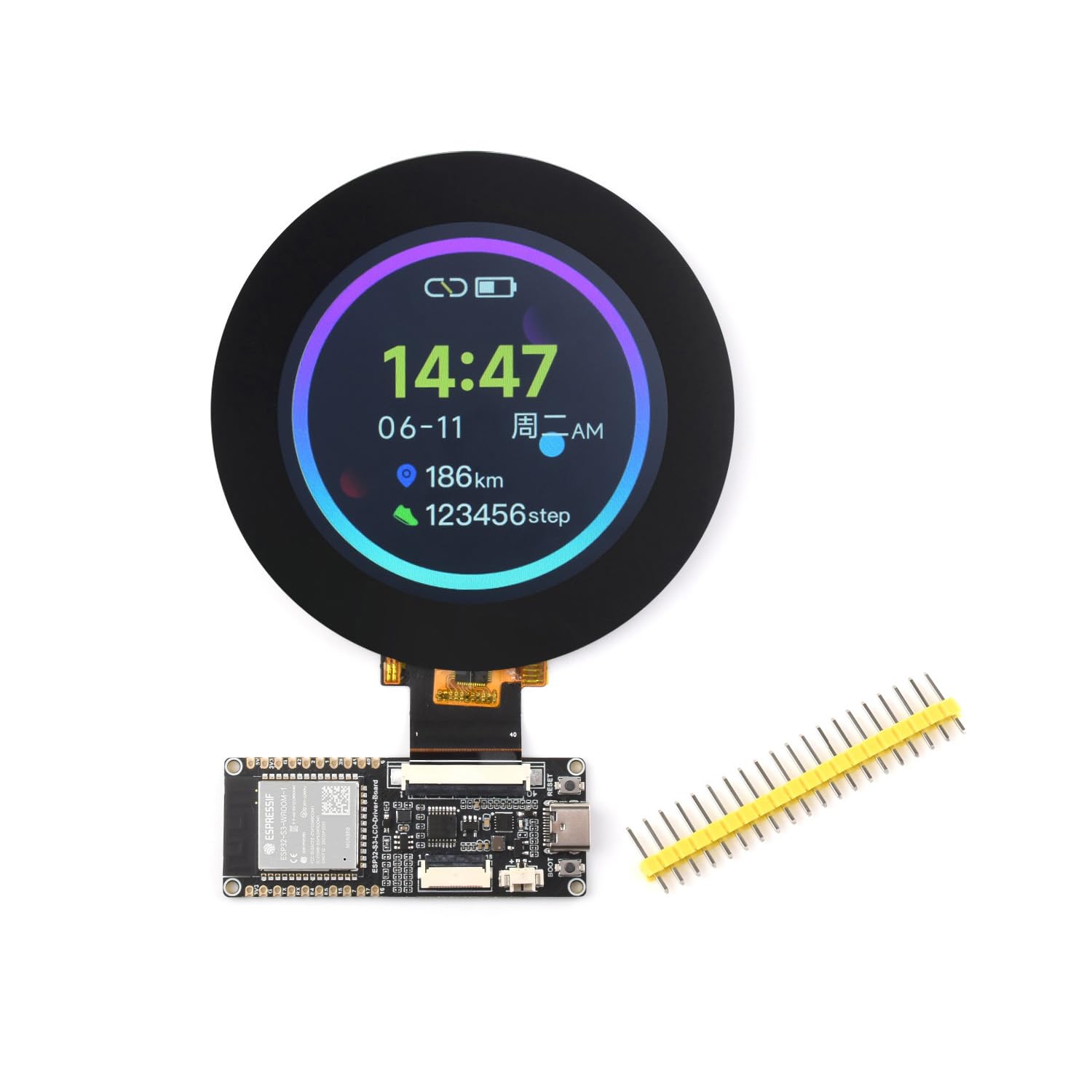 waveshare-esp32-s3-rgb-lcd-treiber-board-mit-2-8-zoll-rundem-touch-display-480x4 image 1