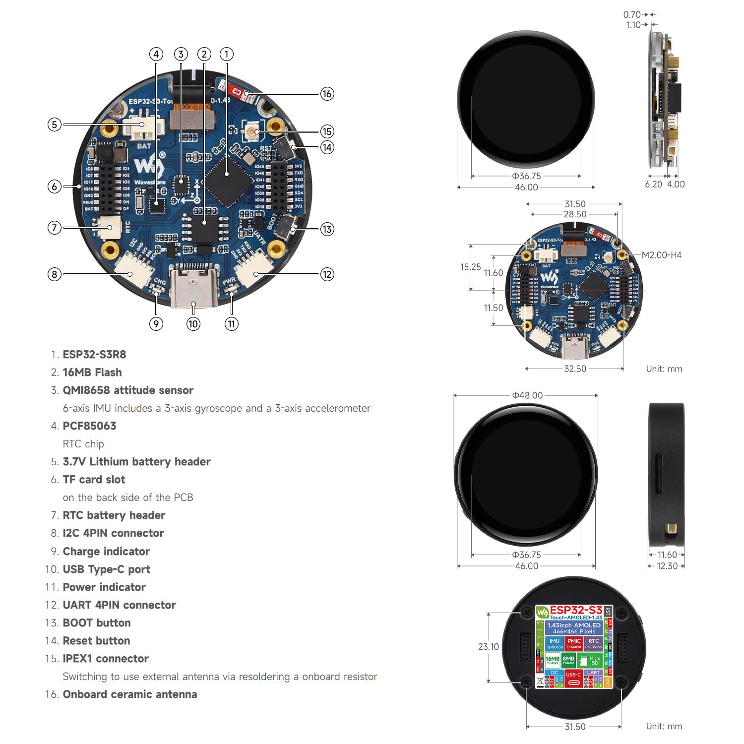 waveshare-esp32-s3-1-43-zoll-amoled-display-entwicklungsboard-466x466-runddispla image 8