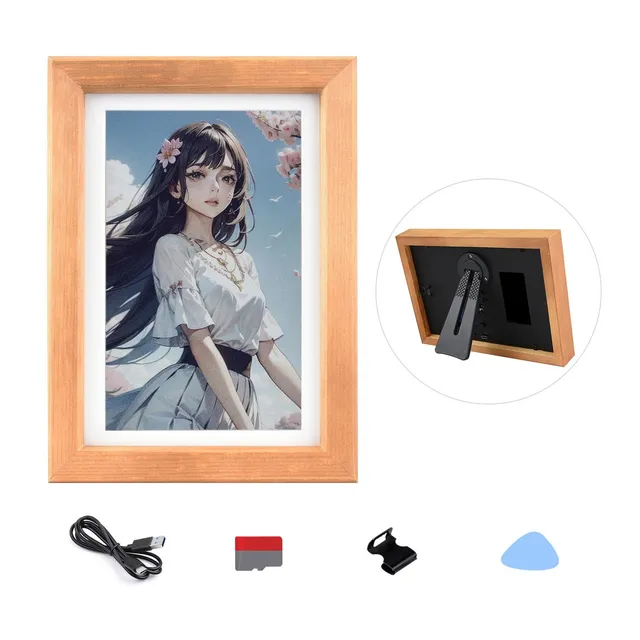 waveshare-7-3-zoll-e6-full-color-e-paper-mit-echtholz-bilderrahmen-800-x-480 image 1