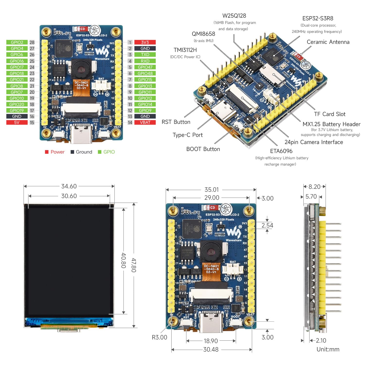 waveshare-2-zoll-esp32-s3-display-entwicklungsboard-240x320-ips-ov5640-5mp-kamer image 7