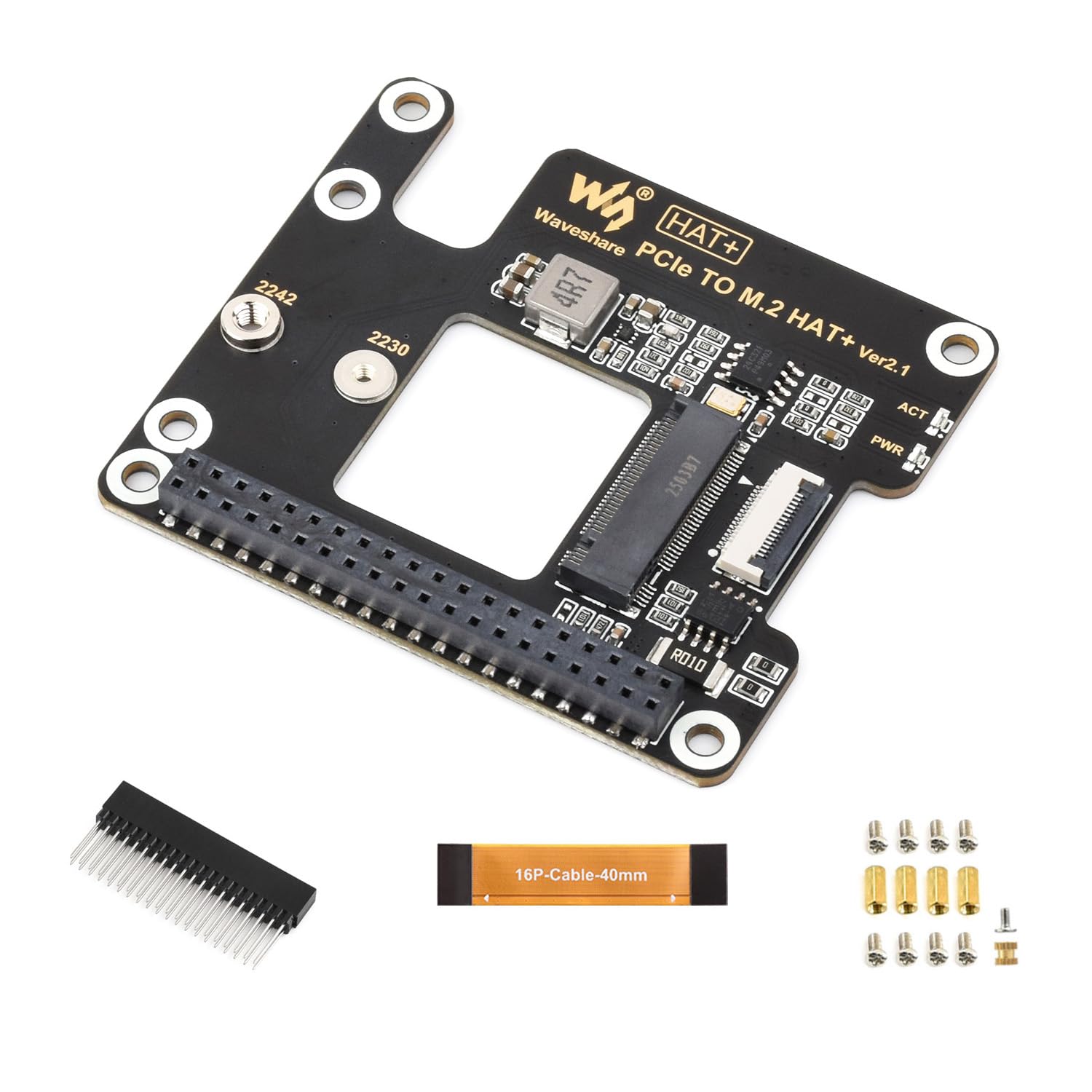 waveshare-pcie-zu-m-2-adapter-f-r-raspberry-pi-5-nvme-ssd-2230-2242 image 1