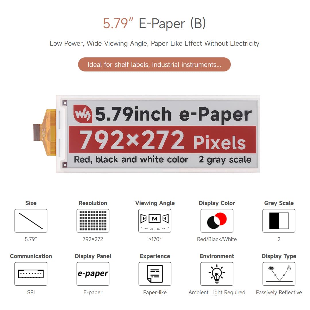 waveshare-5-79-zoll-e-paper-b-rohdisplay-ohne-pcb-792-272-rot-schwarz-wei-spi image 3