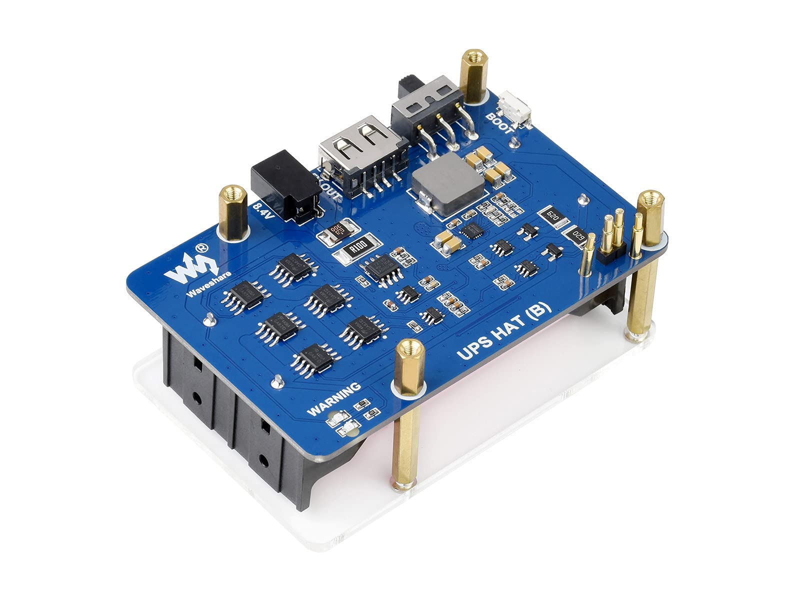 waveshare-ups-hat-5v-usv-modul-f-r-raspberry-pi-4b-3b-3b-bis-5a-pogo-pins-i2c image 2