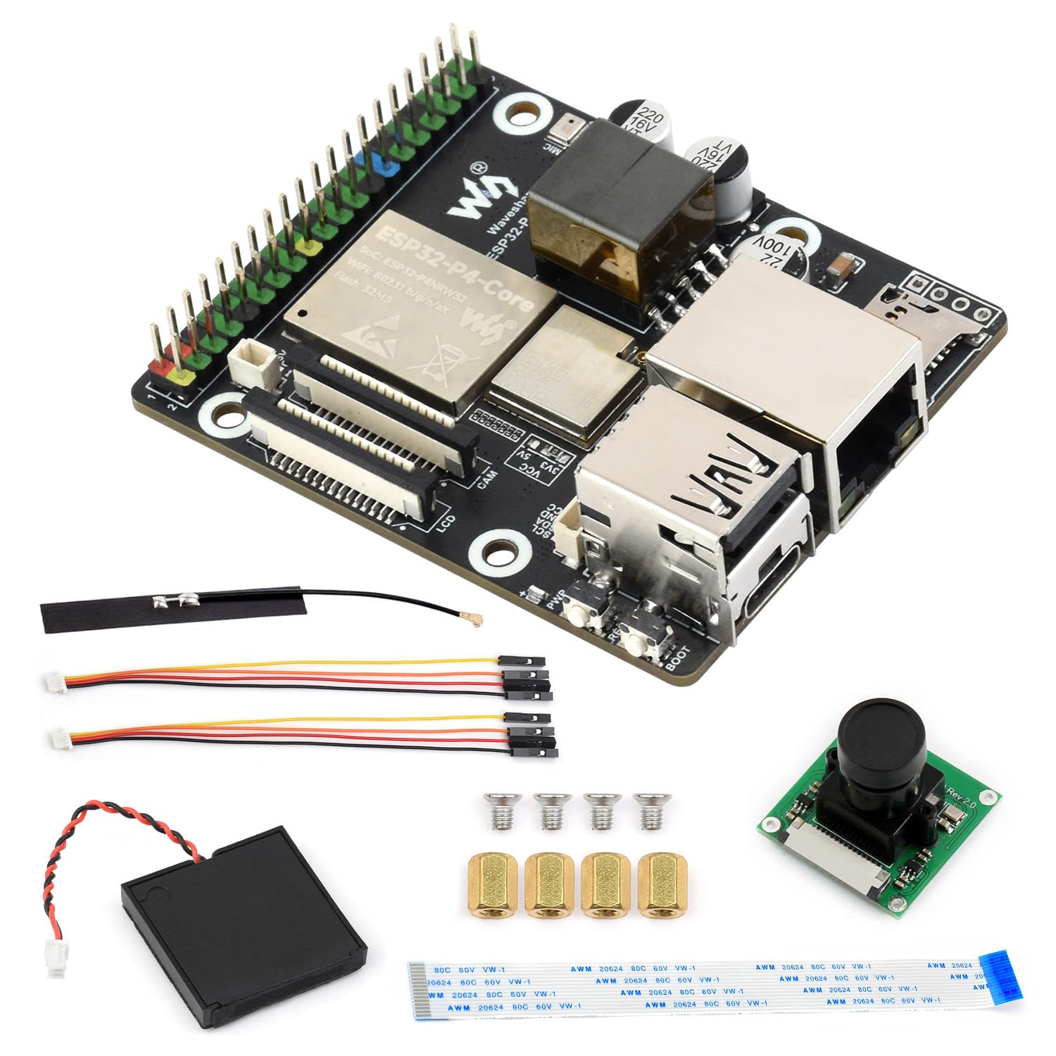 waveshare-esp32-p4-wifi6-poe-eth-c-entwicklungsboard-mit-raspberry-pi-kamera-b image 1