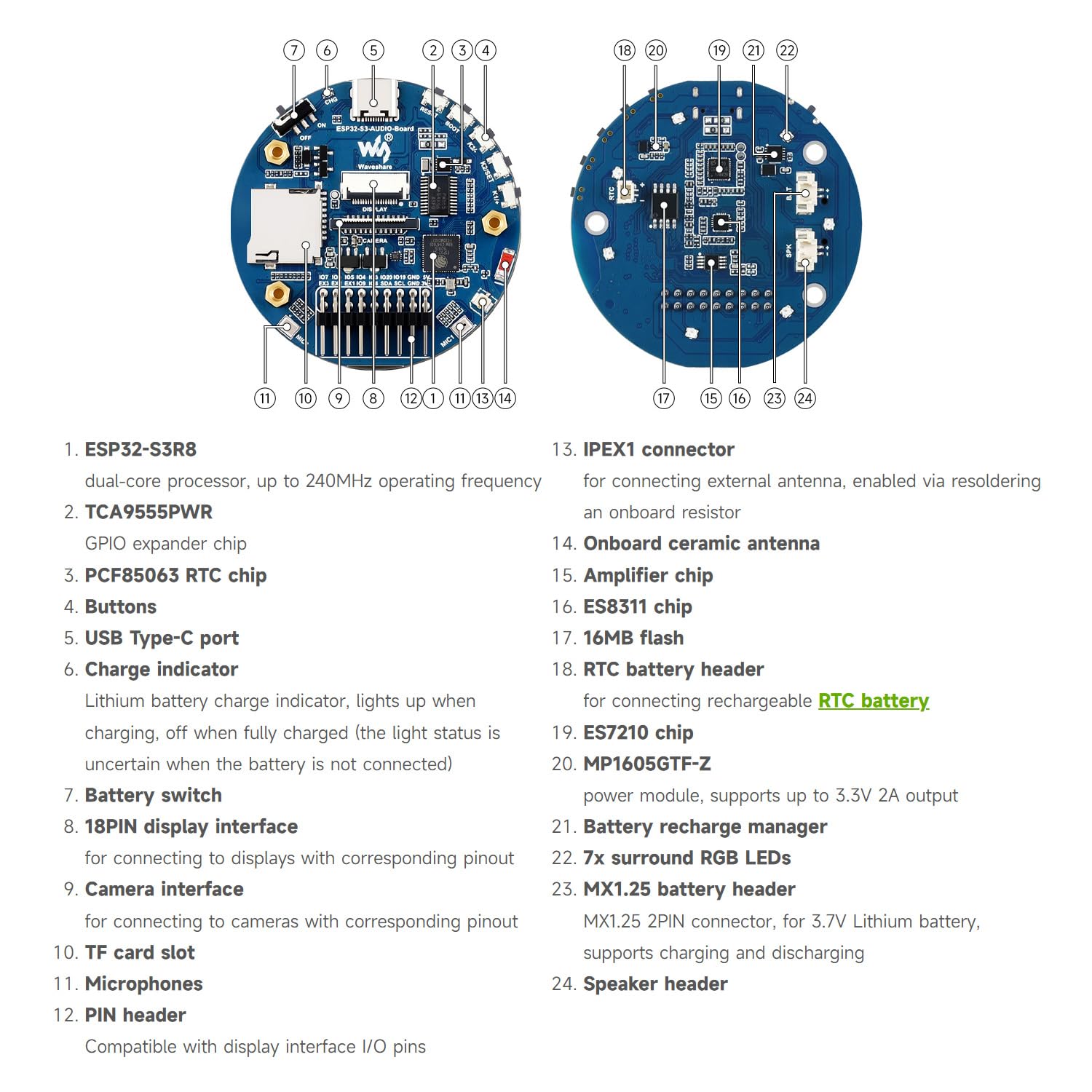 waveshare-esp32-s3-ai-smart-speaker-entwicklungsboard-dual-mikrofon-audio-board image 7