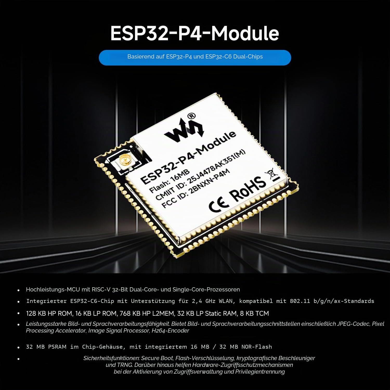 waveshare-esp32-p4-module-core-board-dual-chip-esp32-p4-esp32-c6 image 3