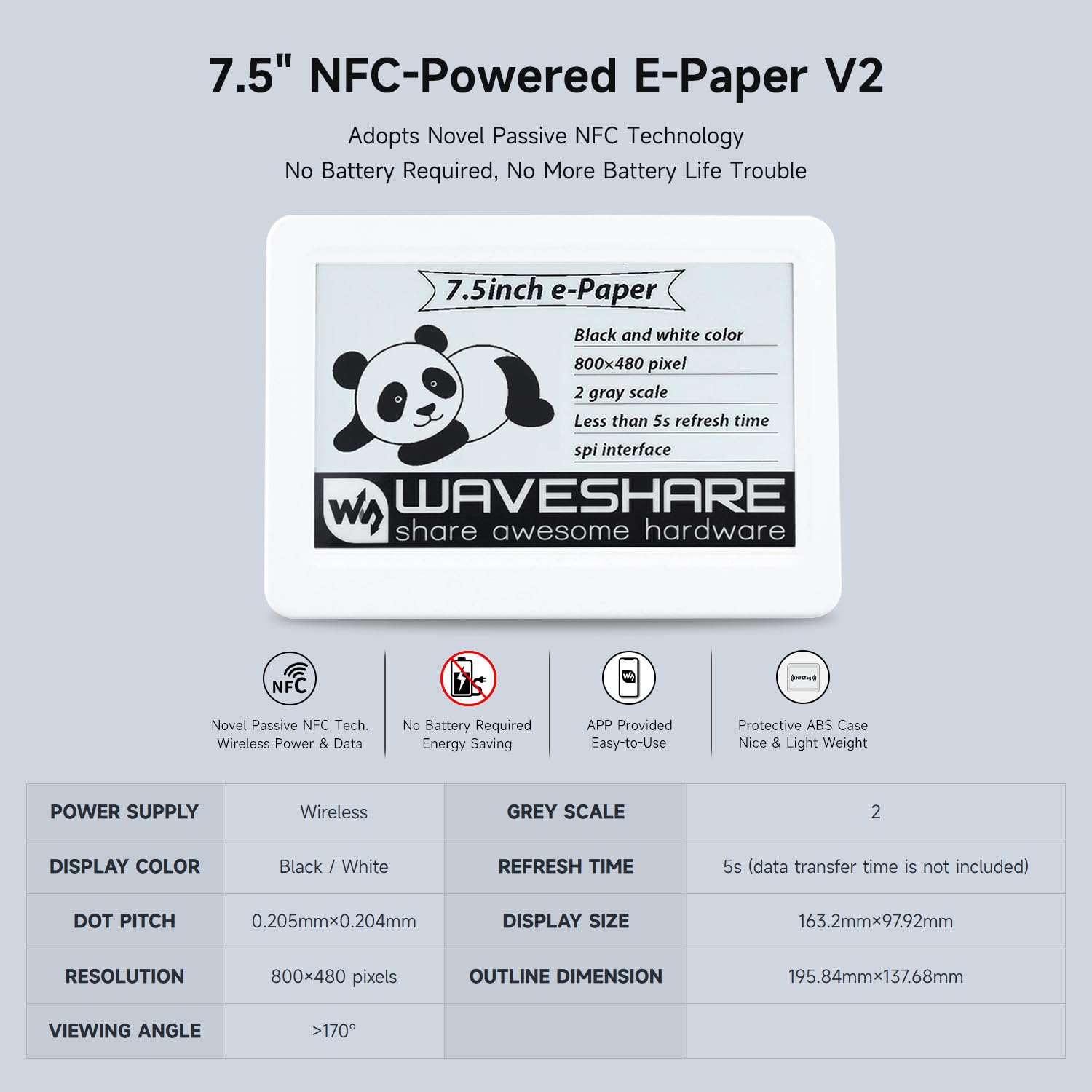 waveshare-7-5-zoll-passives-nfc-e-paper-v2-800x480-batterielos image 3