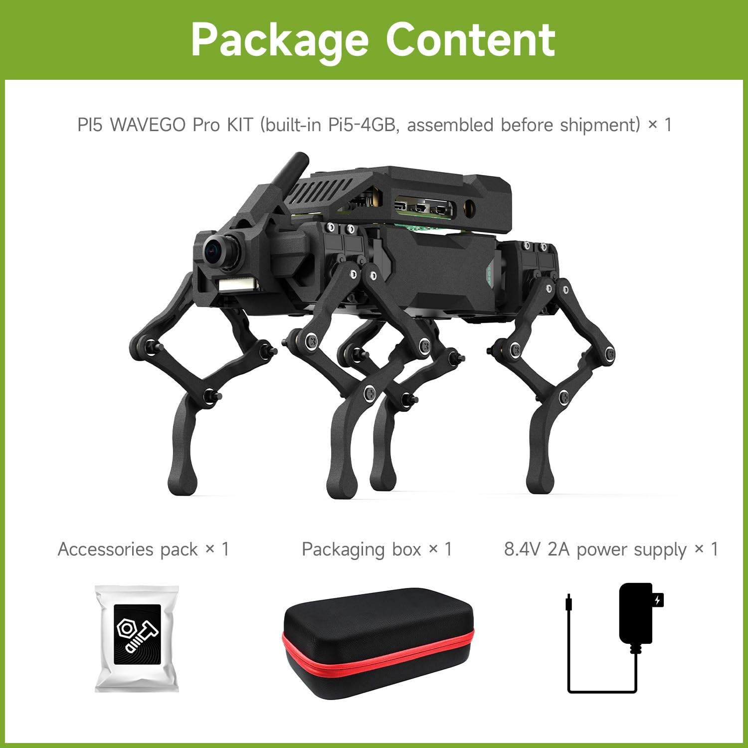 waveshare-wavego-pro-12-dof-bionischer-roboterhund-mit-raspberry-pi-5-4gb image 2