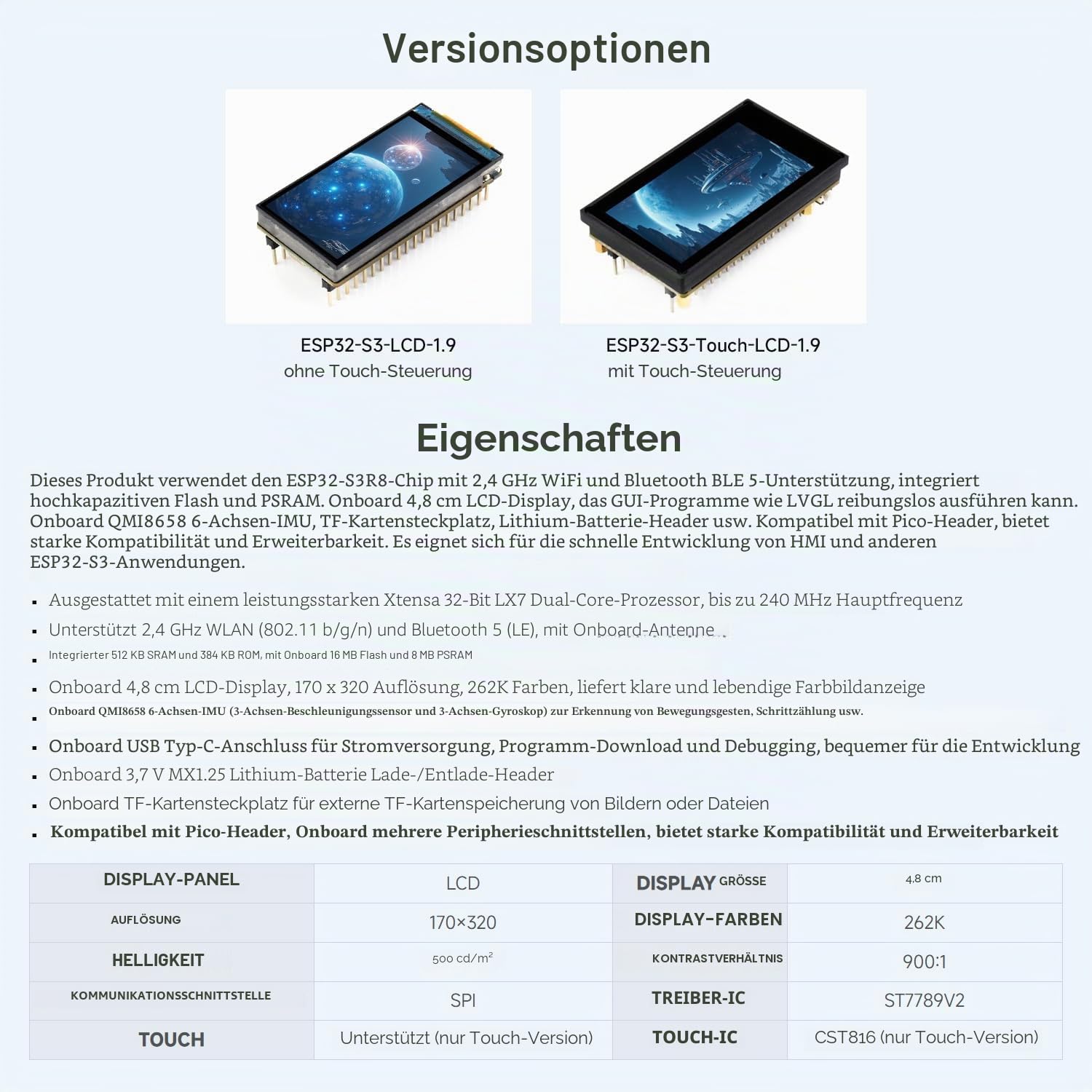 waveshare-esp32-s3-1-9-zoll-lcd-entwicklungsboard-170x320-ohne-touch-mit-wifi-un image 4