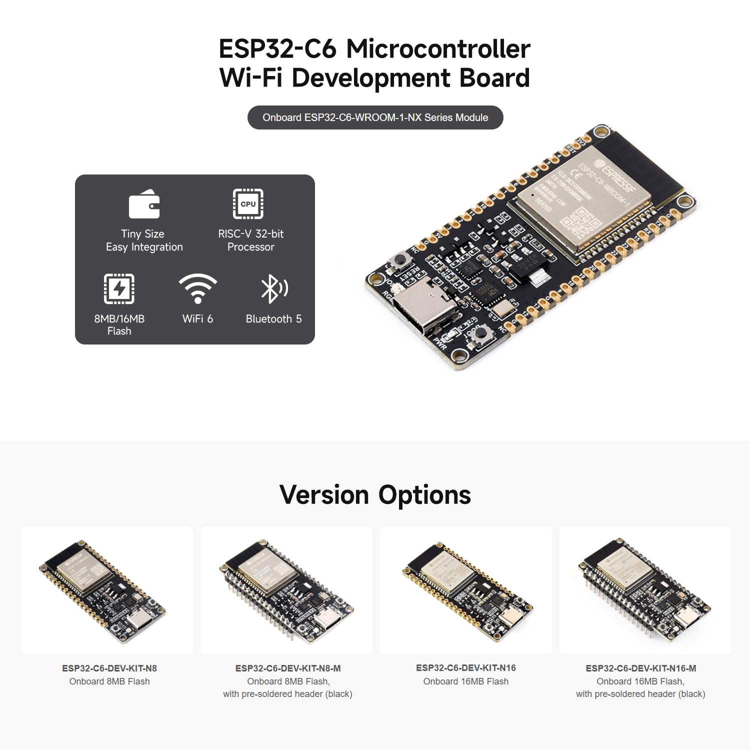 waveshare-esp32-c6-mikrocontroller-wifi-6-entwicklungsboard-160mhz-16mb-flash image 3