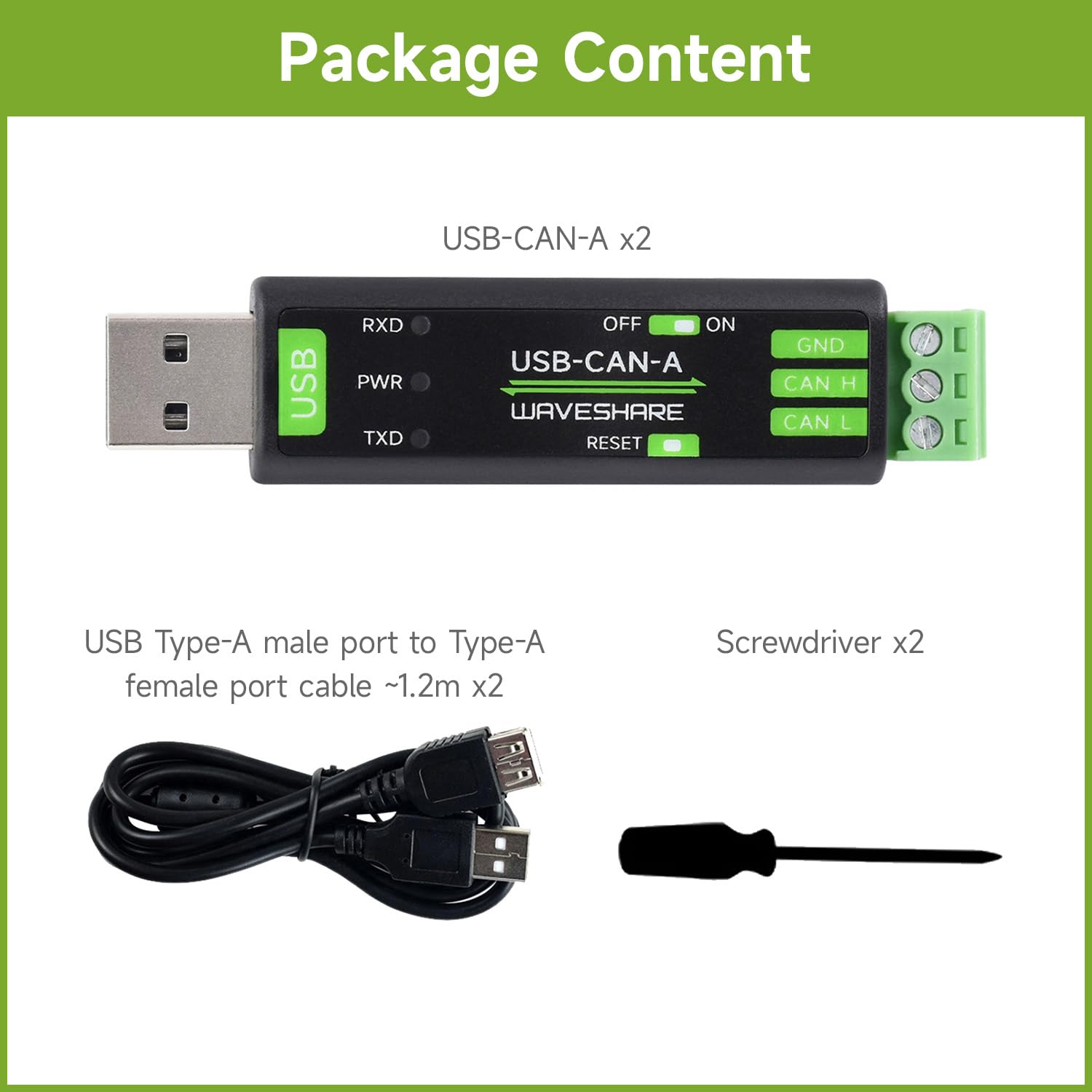 waveshare-usb-zu-can-adapter-model-a-2er-set-stm32-can-bus-konverter image 2