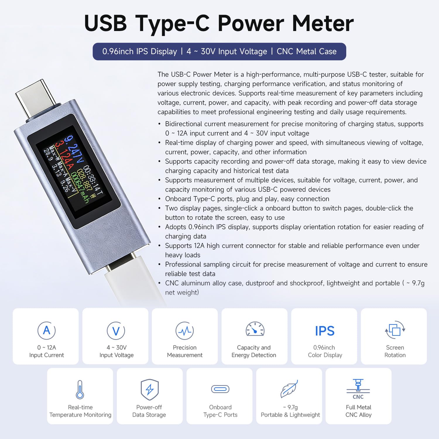 waveshare-0-96-zoll-usb-c-power-meter-typ-c-tester-mit-ips-display-bidirektional image 3