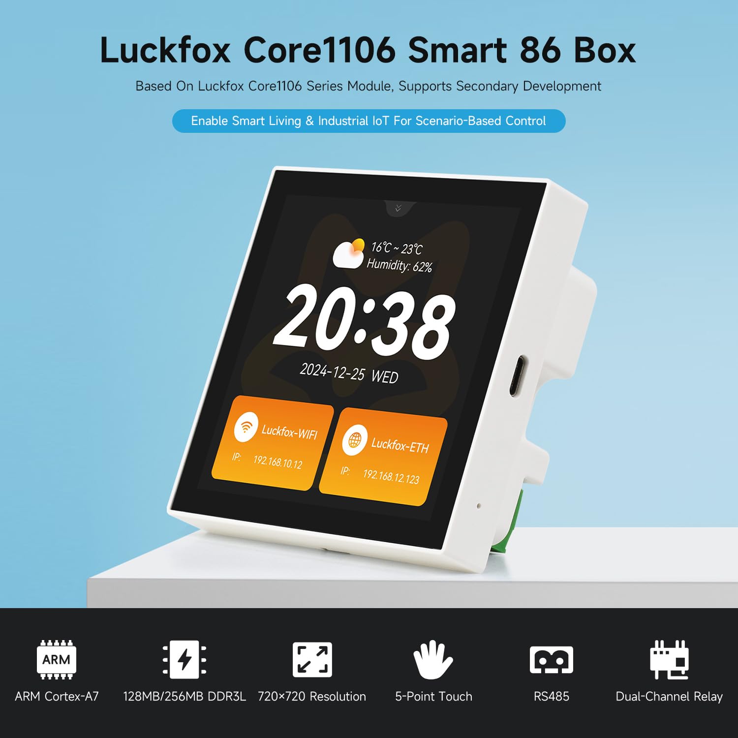 waveshare-luckfox-core1106-smart-86-box-entwicklungsboard-mit-4-zoll-touch-displ image 3