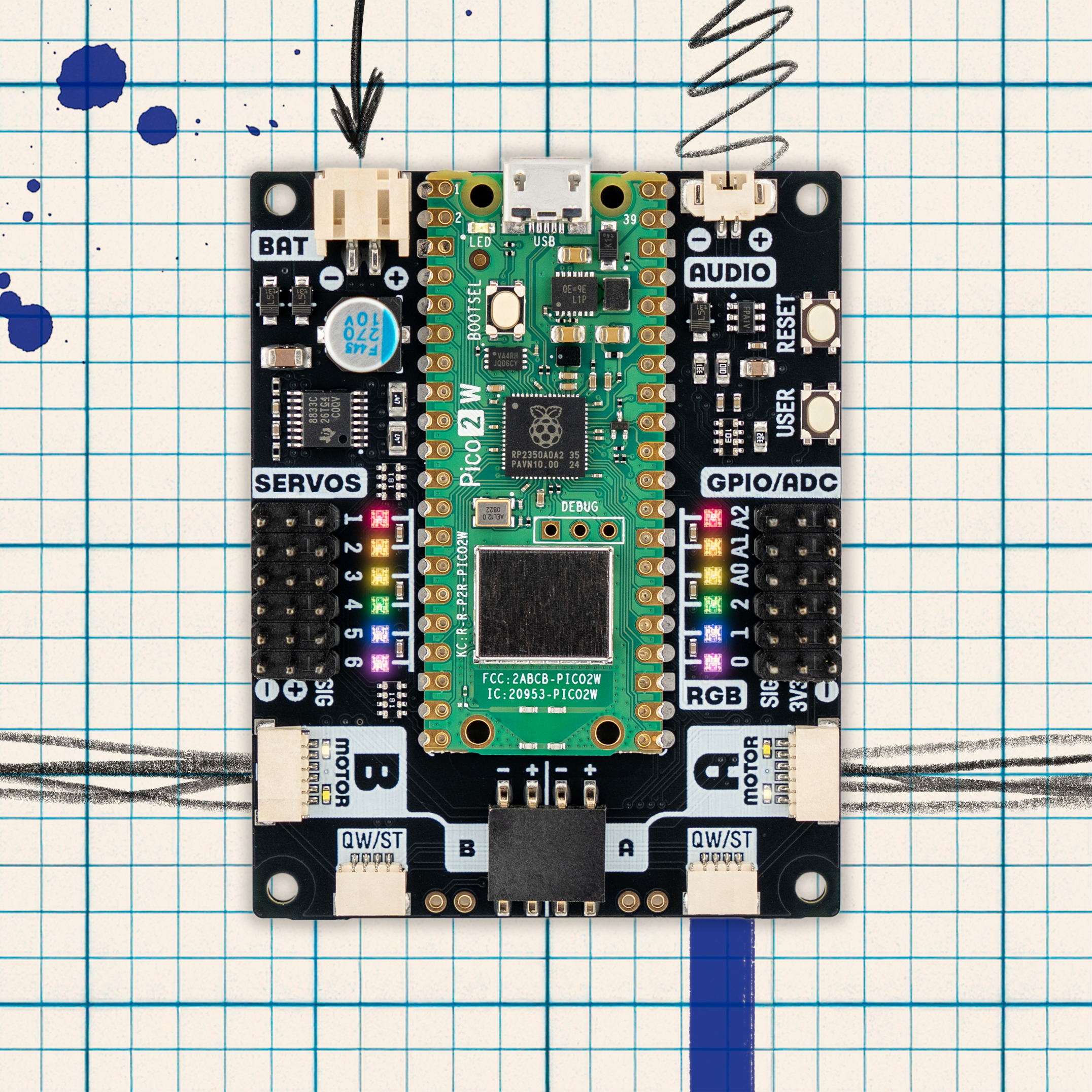 pimoroni-inventor-2350-w-mit-pico-2-w-roboter-und-motor-board-rp2350 image 1