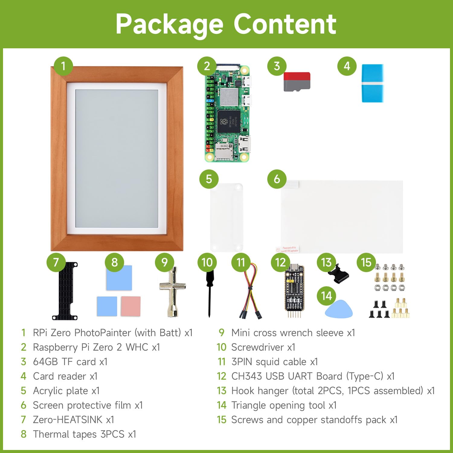 waveshare-7-3-zoll-e6-full-color-e-paper-im-holzrahmen-bundle-mit-raspberry-pi-z image 2
