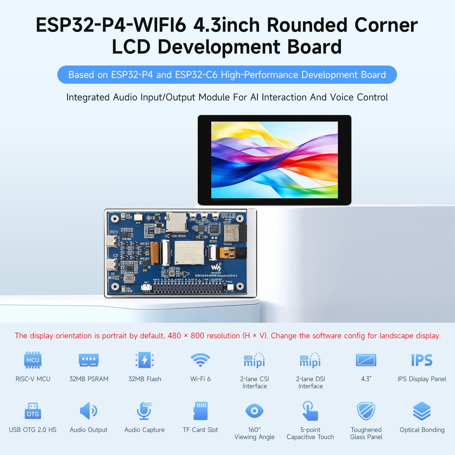 waveshare-esp32-p4-wifi6-4-3-zoll-development-board-480x800-touch-audio-codec-wi image 3