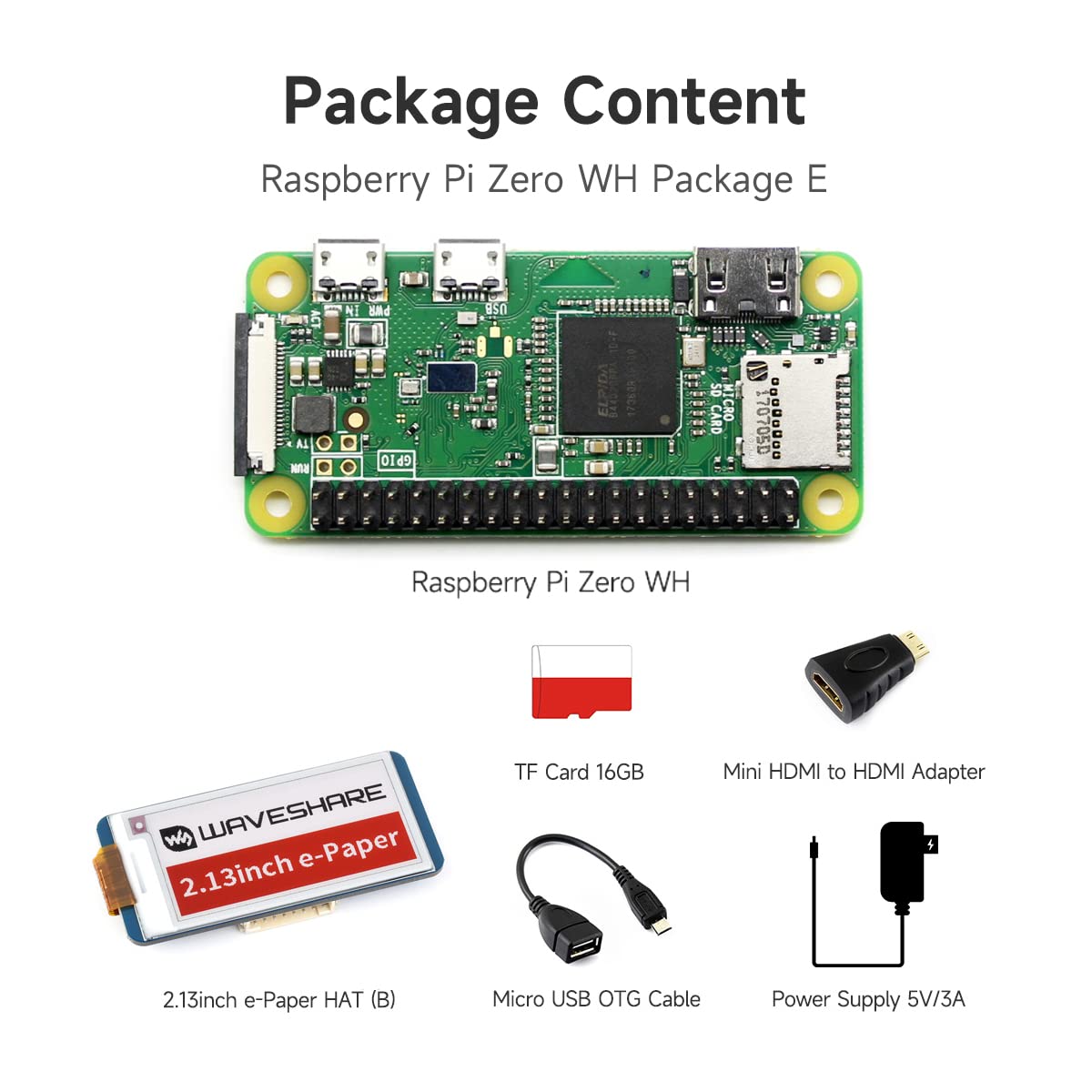waveshare-zero-wh-package-e-raspberry-pi-zero-wh-mit-2-13-e-paper-hat image 2