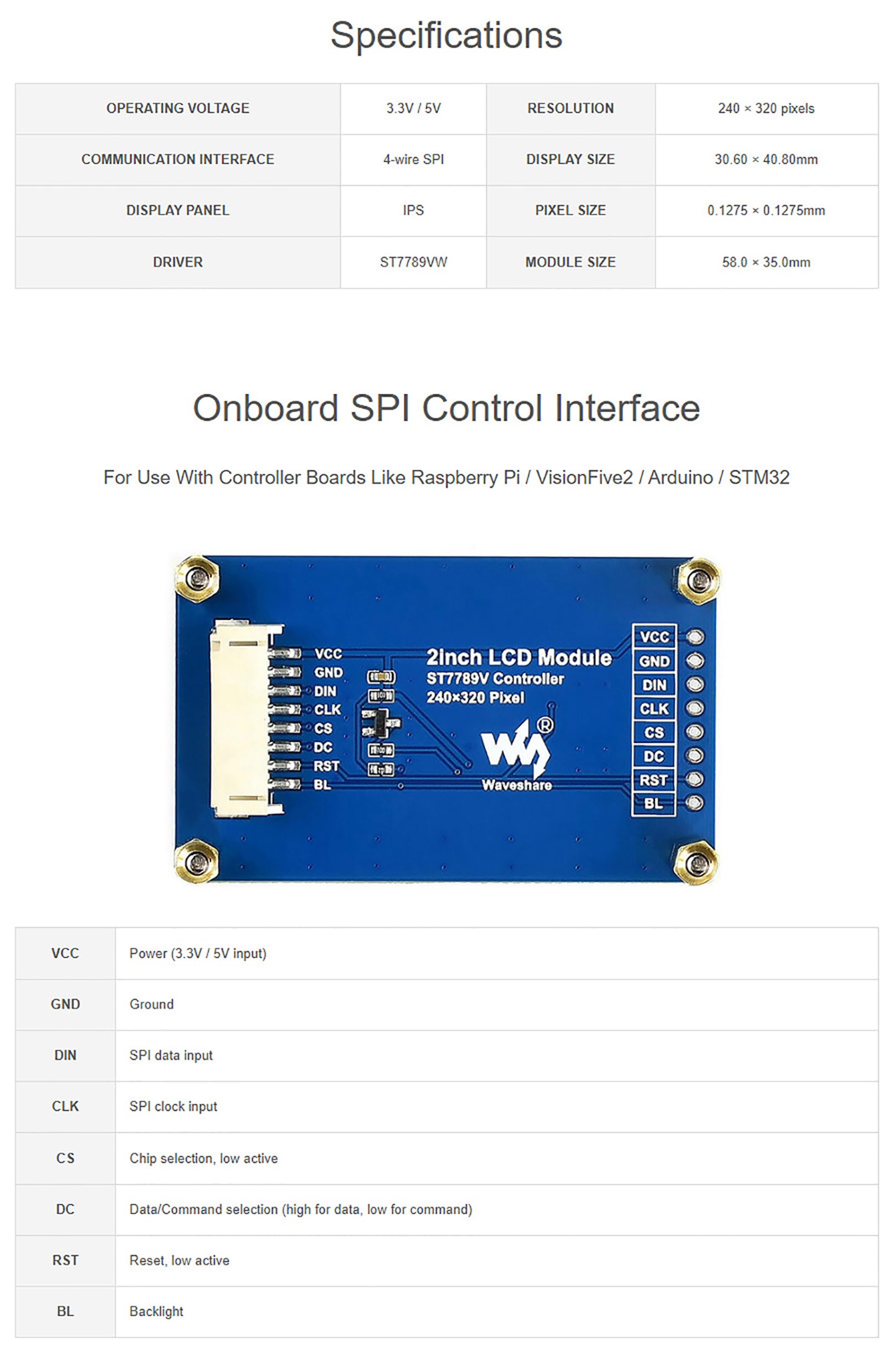 waveshare-2-zoll-lcd-display-modul-ips-240x320-spi-mit-st7789 image 5