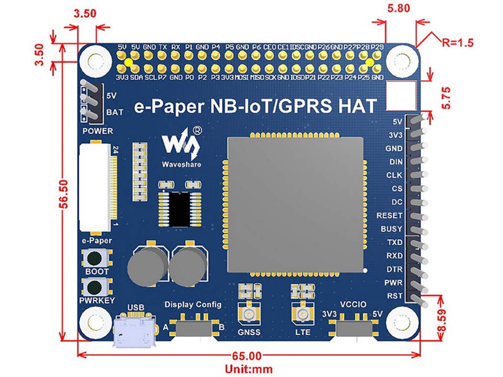 waveshare-e-paper-iot-driver-hat-f-r-raspberry-pi-mit-sim7000e-nb-iot-emtc-gprs image 7