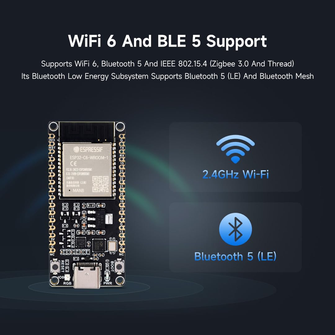 waveshare-esp32-c6-mikrocontroller-wifi-6-entwicklungsboard-160mhz-16mb-flash image 5
