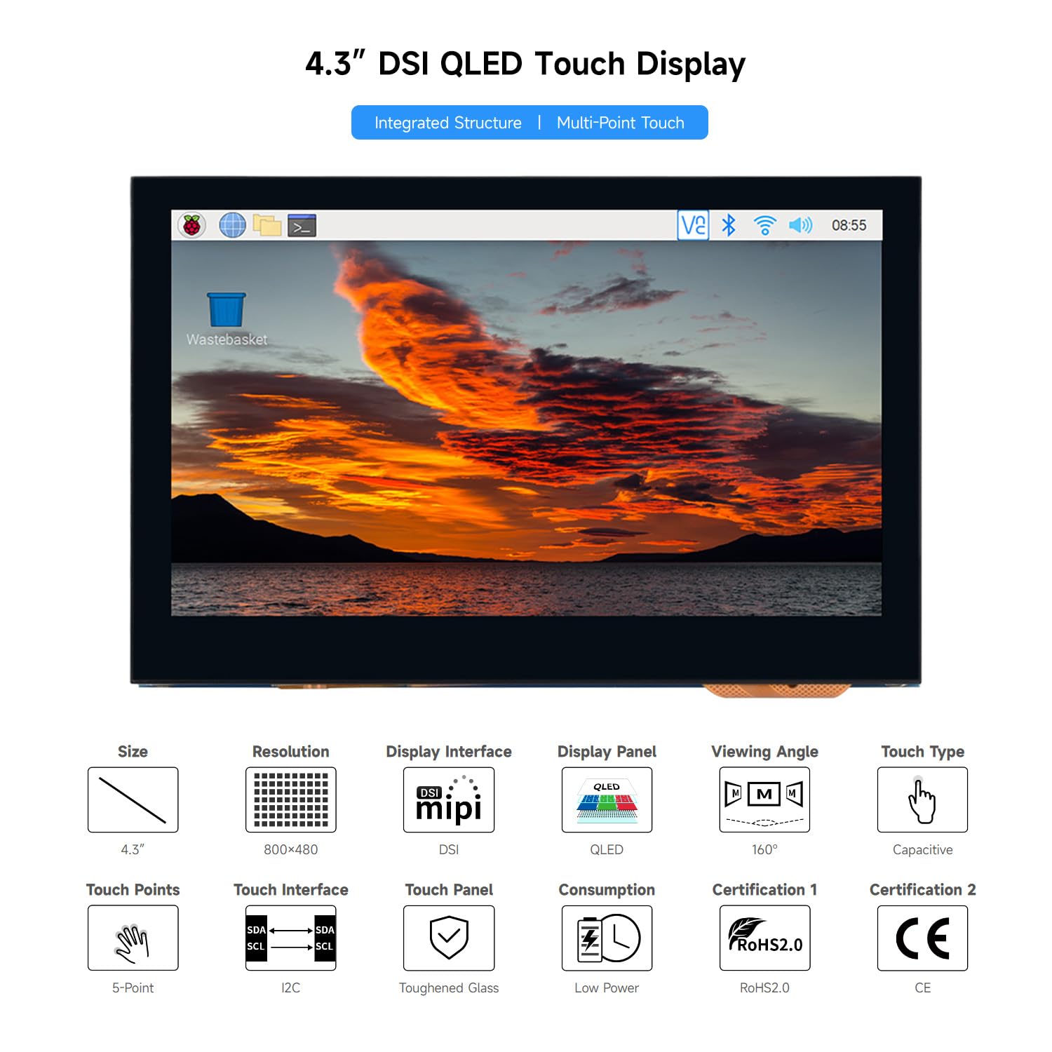 waveshare-4-3-zoll-qled-touchscreen-800x480-dsi-display-mit-5-punkt-touch-f-r-ra image 3