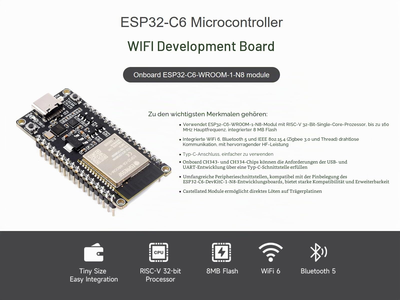 waveshare-esp32-c6-entwicklungsboard-wifi-6-risc-v-160mhz-mit-pinheader image 2