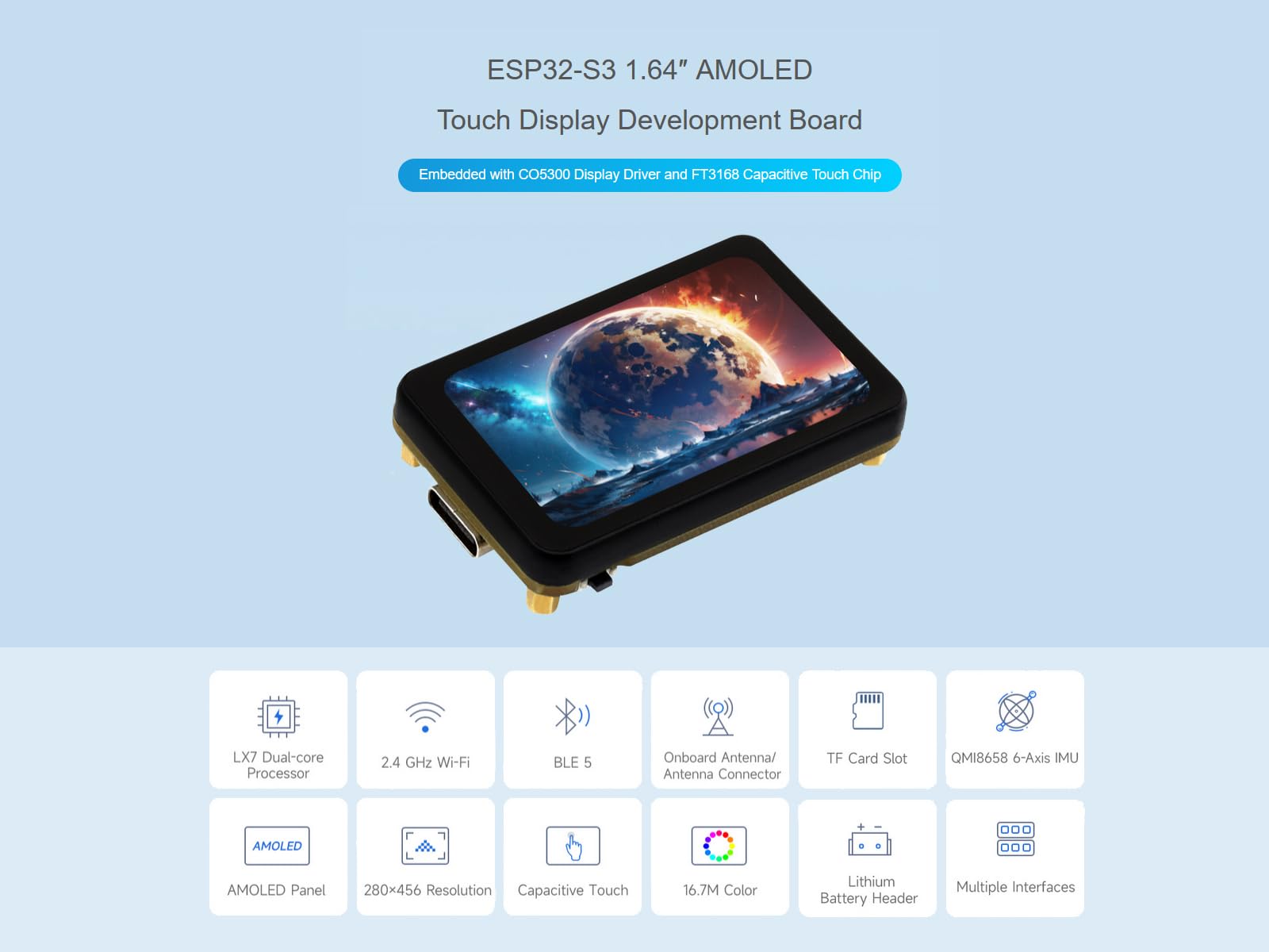 waveshare-esp32-s3-1-64-zoll-amoled-touch-display-entwicklungsboard-280x456 image 2