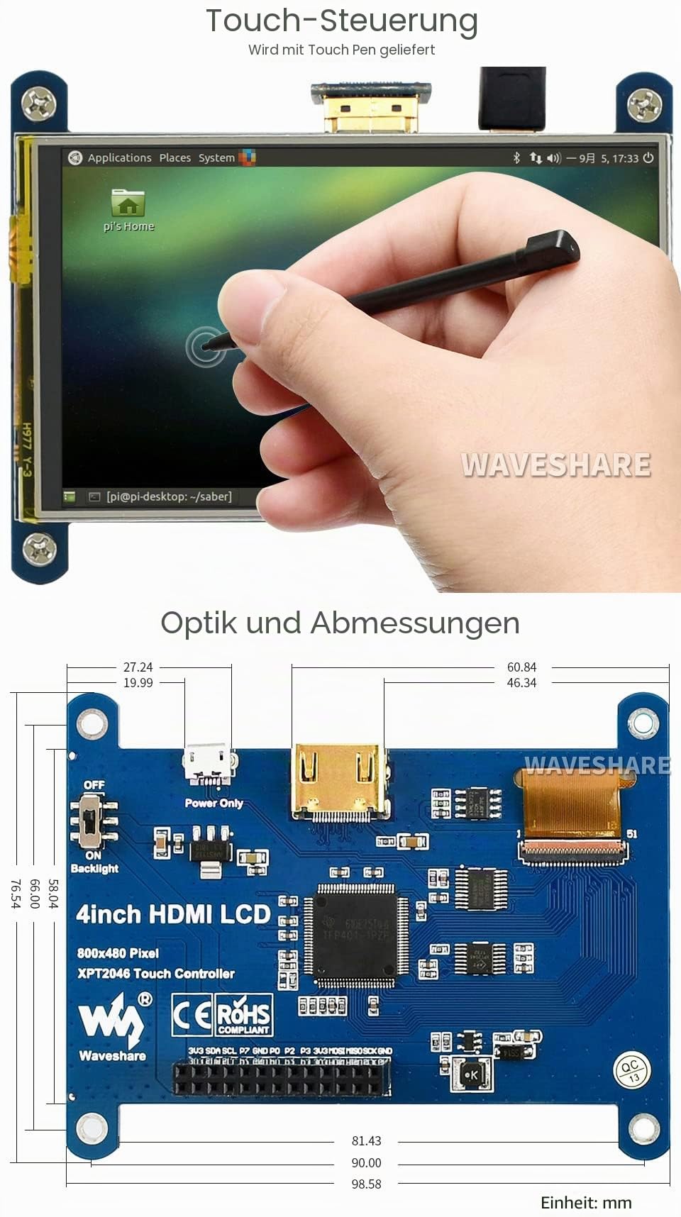 waveshare-4-zoll-hdmi-lcd-display-resistive-touch-800x480-ips-f-r-raspberry-pi image 4