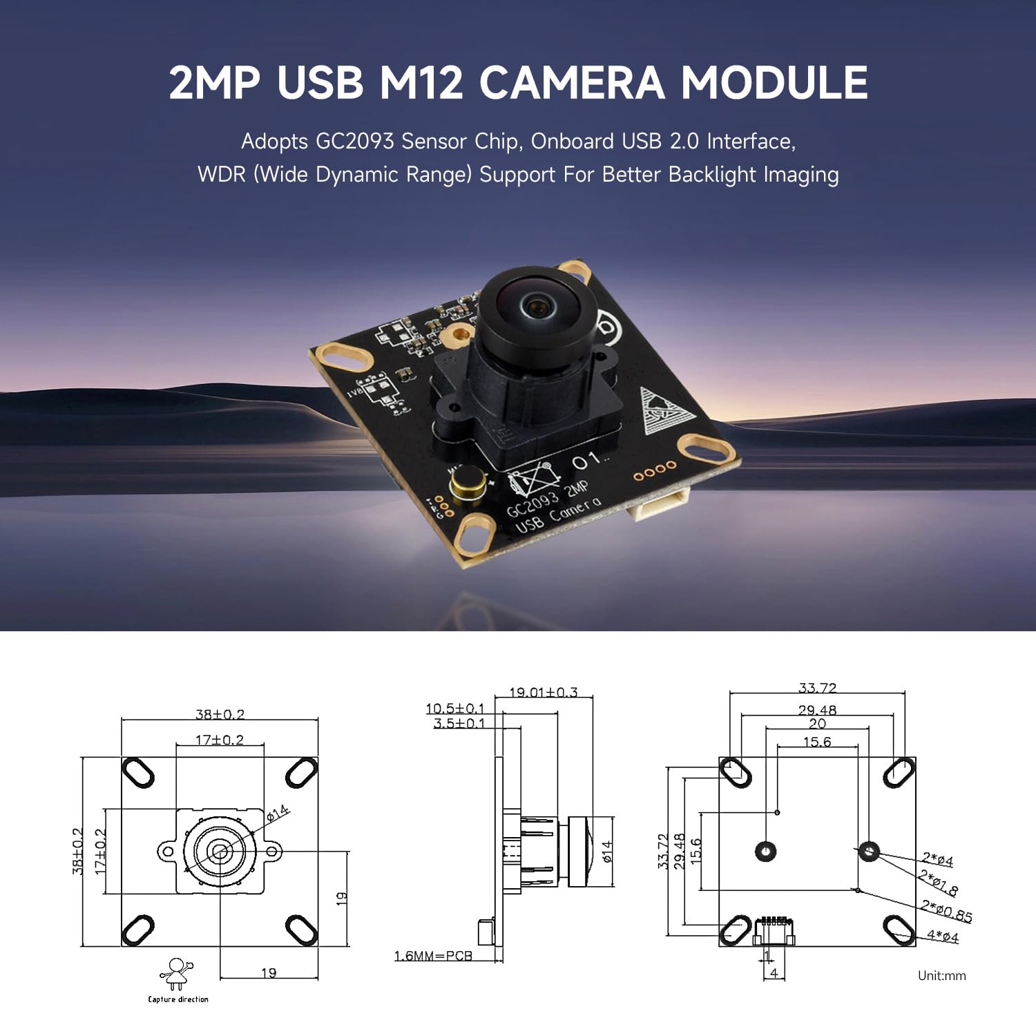 waveshare-gc2093-2mp-usb-kamera-modul-wide-dynamic-backlight-fixed-focus-mikrofo image 3