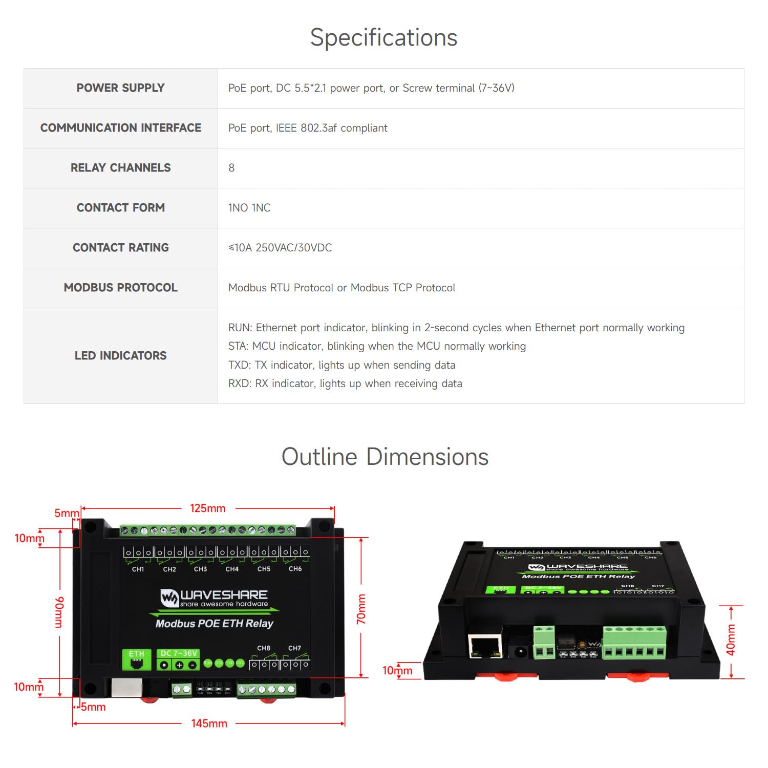 waveshare-8-kanal-ethernet-relais-modul-modbus-poe-hutschiene-10a image 3