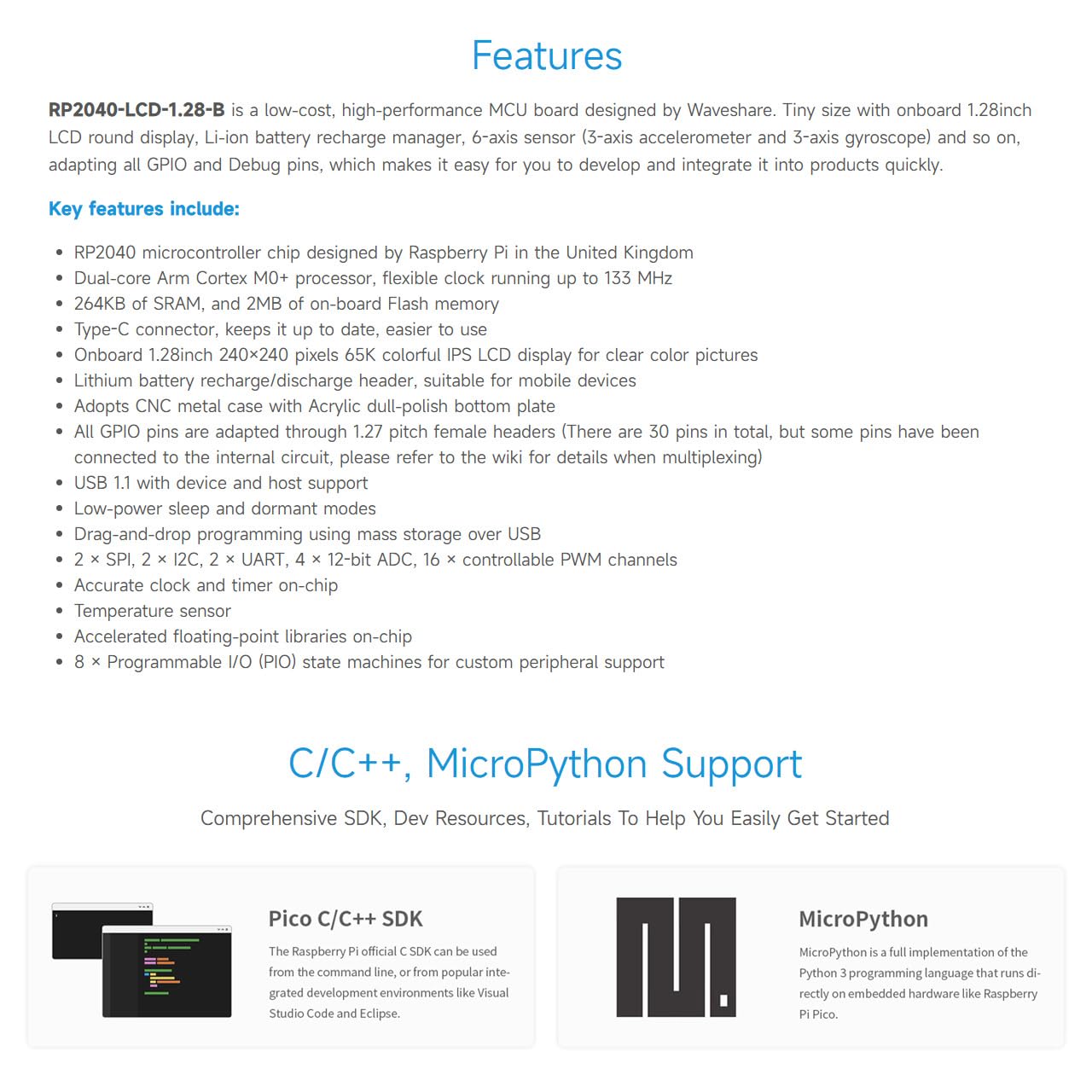 waveshare-rp2040-mcu-board-mit-1-28-zoll-rundem-lcd-beschleunigungs-und-gyroskop image 4