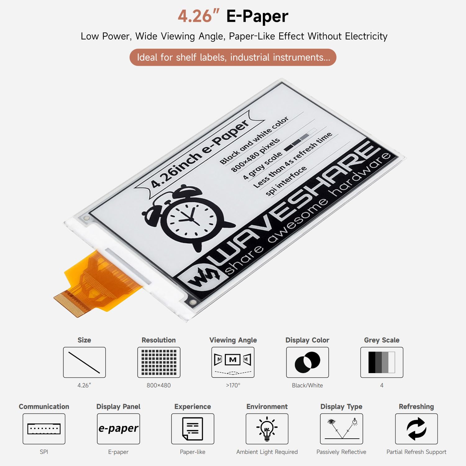 waveshare-4-26-zoll-e-paper-raw-display-800x480-schwarz-wei-spi image 3