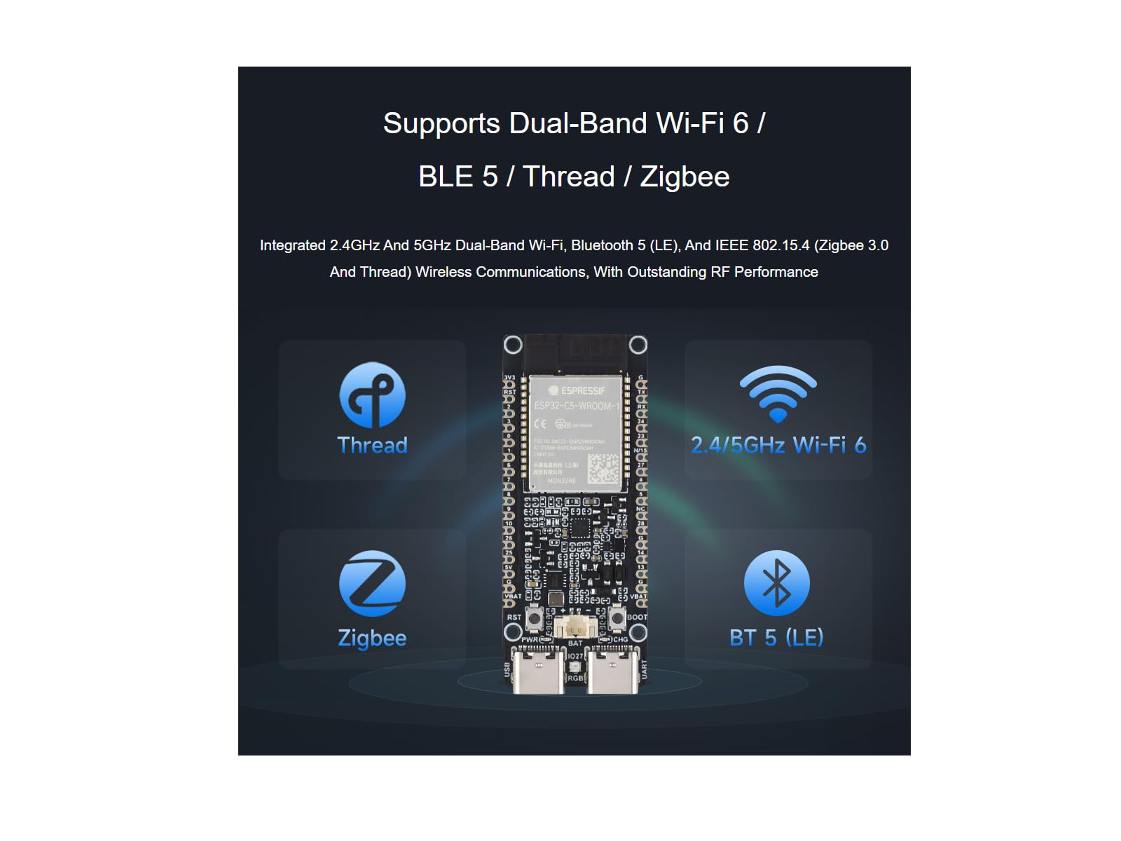 waveshare-esp32-c5-wifi6-kit-esp32-c5-entwicklungsboard-dual-band-wi-fi-6-ble-5- image 3