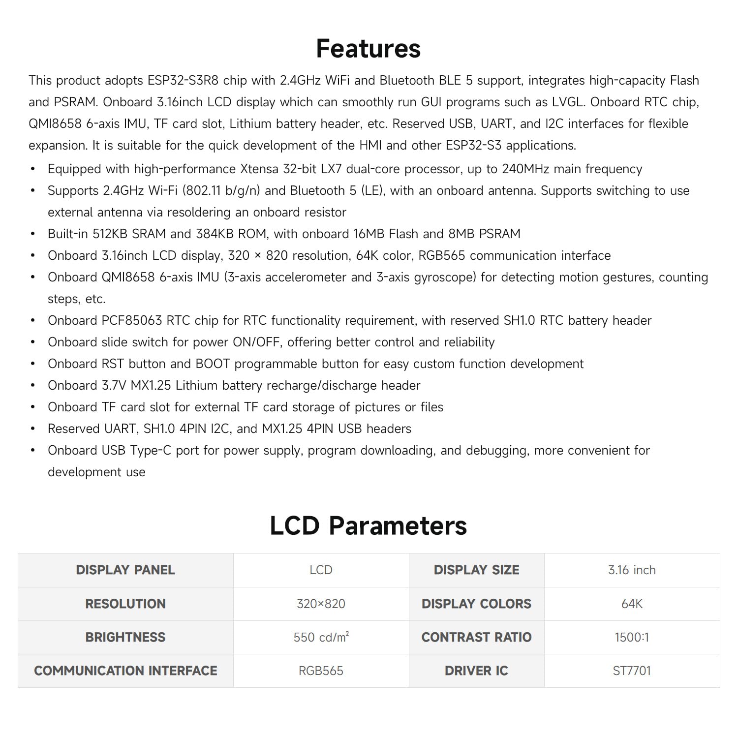 waveshare-esp32-s3-3-16-zoll-display-entwicklungsboard-320x820-wifi-bt5-mit-imu image 4