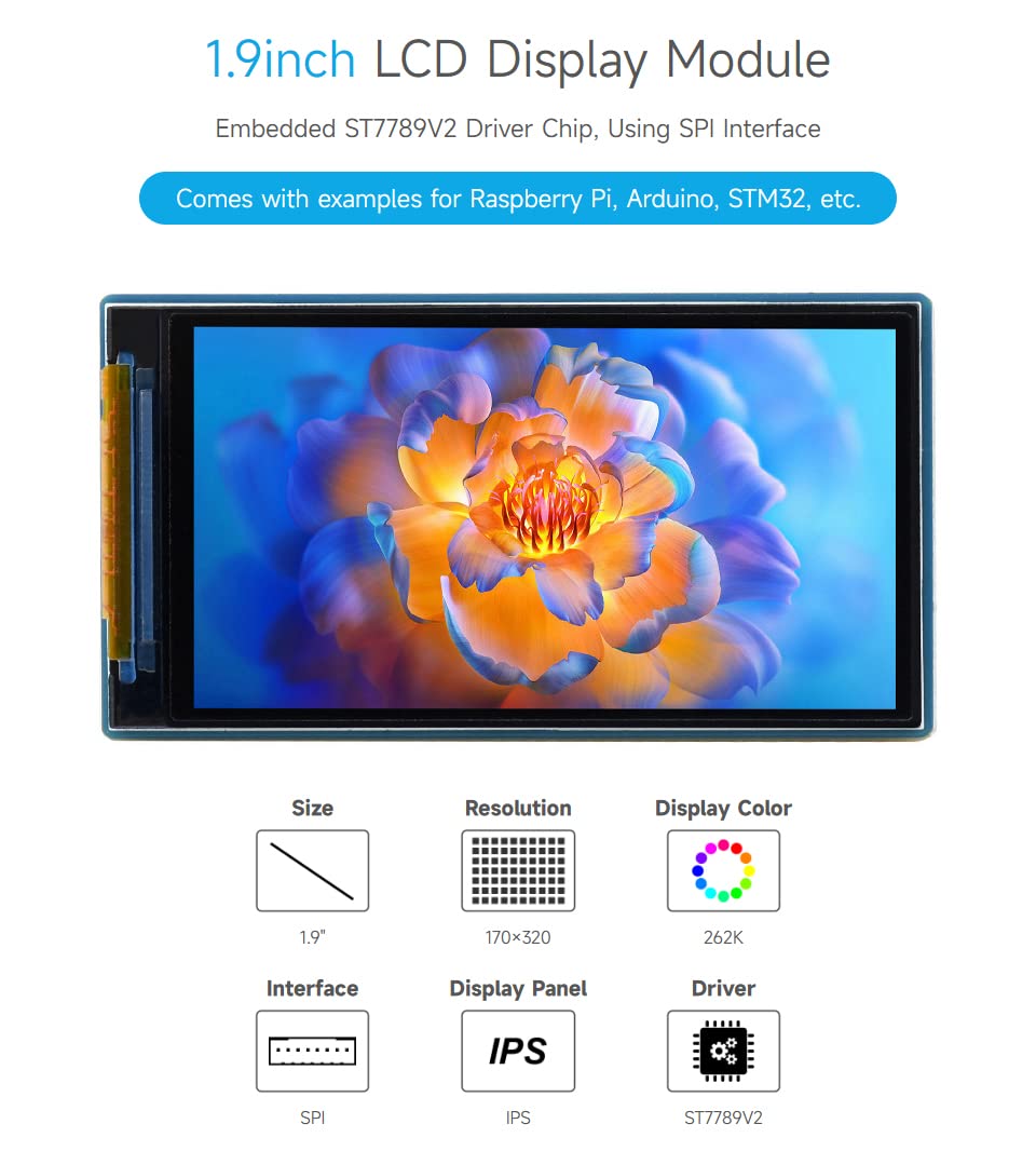 waveshare-1-9-zoll-lcd-display-modul-170x320-spi-ips-st7789v2 image 3
