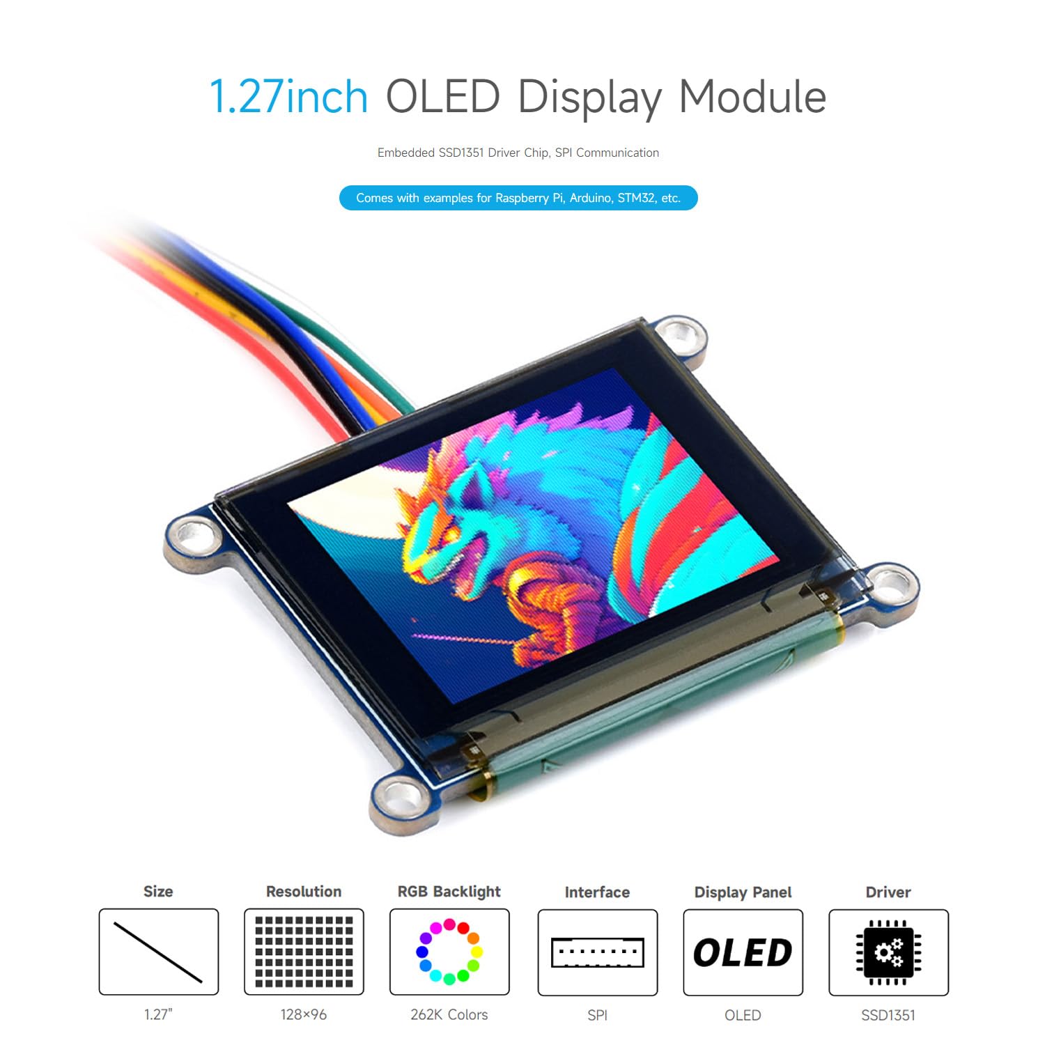 waveshare-1-27-zoll-rgb-oled-display-modul-128x96-spi image 3