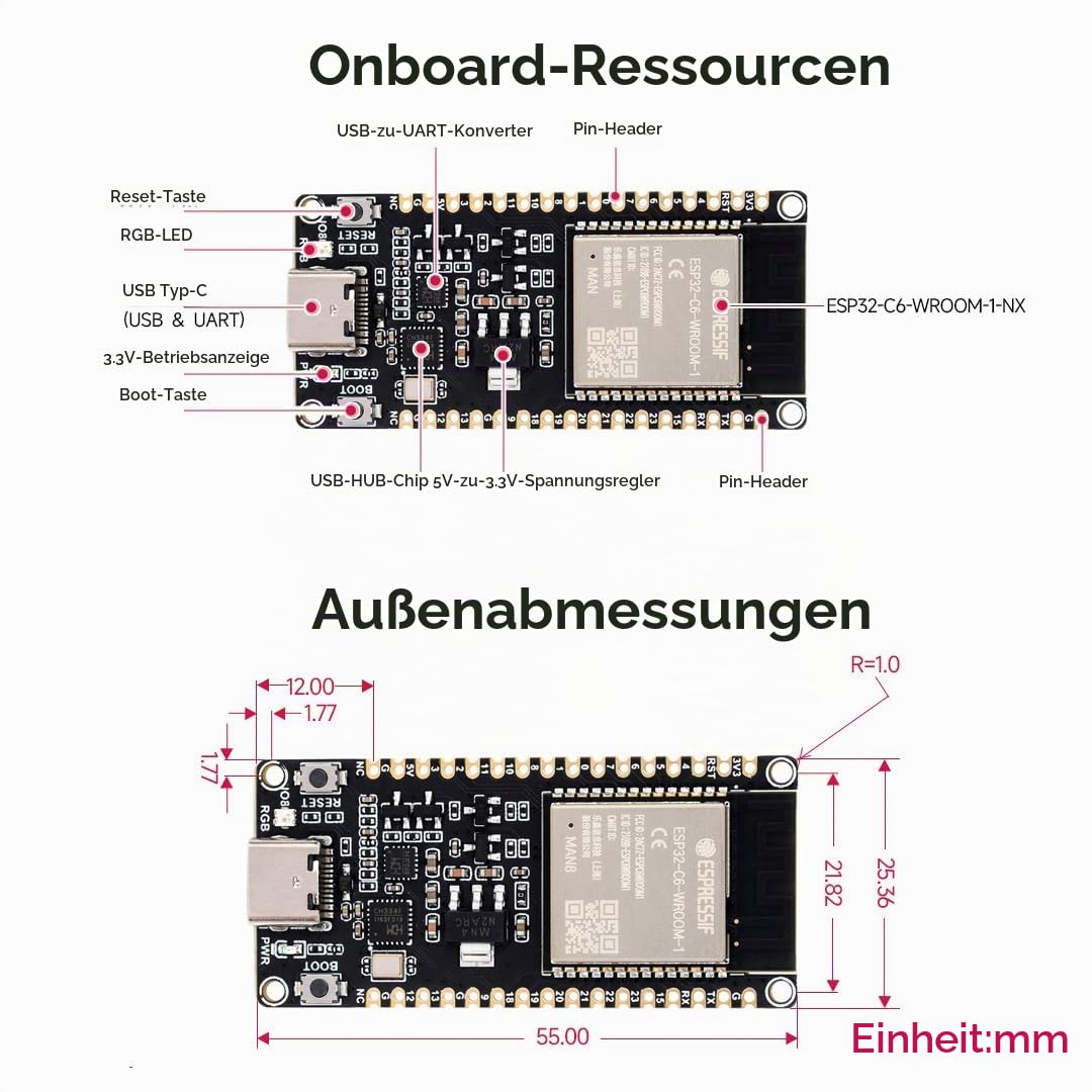 waveshare-esp32-c6-mikrocontroller-2er-set-wifi-6-bluetooth-5-zigbee-development image 8
