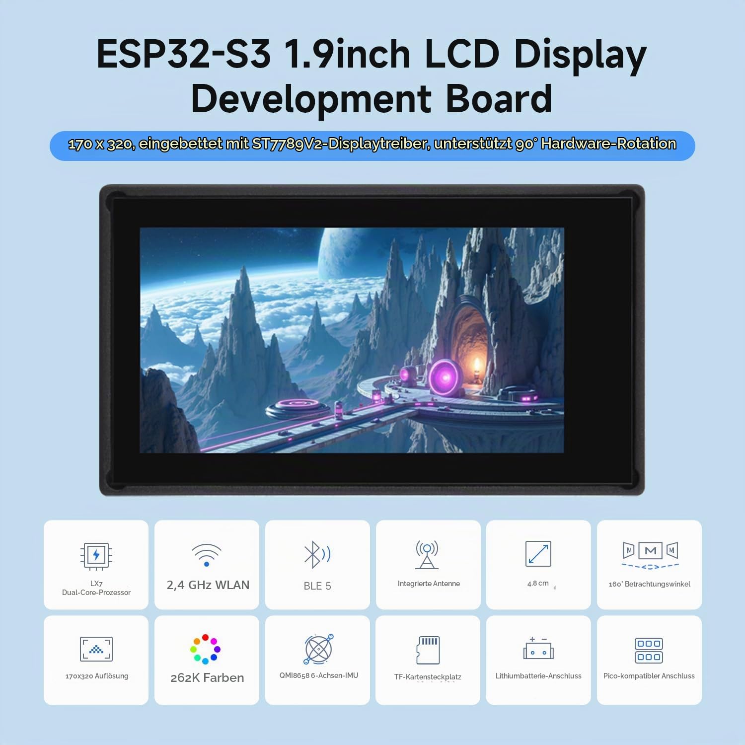 waveshare-esp32-s3-1-9-zoll-lcd-entwicklungsboard-170x320-ohne-touch-mit-wifi-un image 3