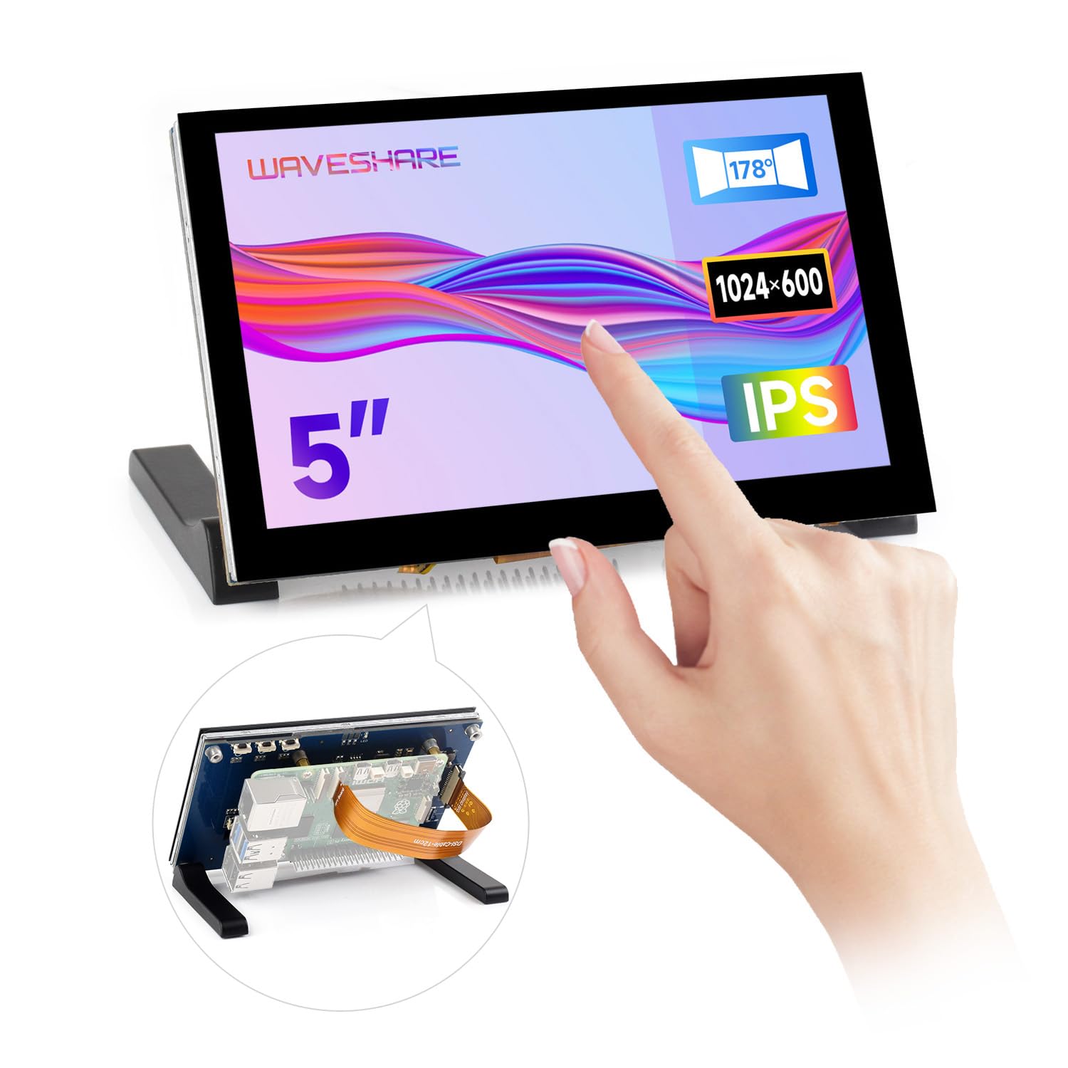 waveshare-5-zoll-capacitive-touch-display-mit-st-nder-1024x600-ips-dsi-f-r-raspb image 1
