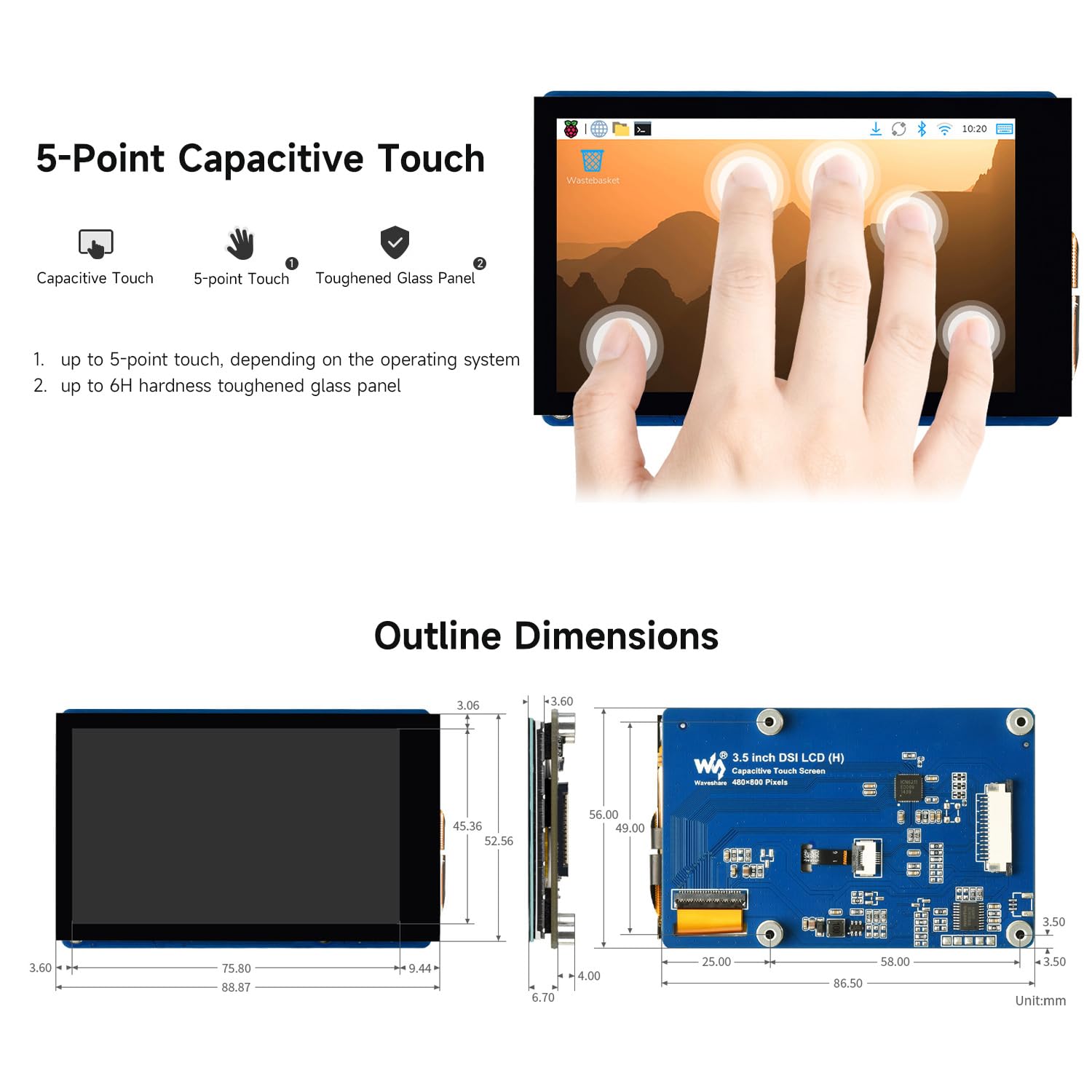 waveshare-3-5-zoll-dsi-kapazitives-touchdisplay-480x800-ips-f-r-raspberry-pi image 6