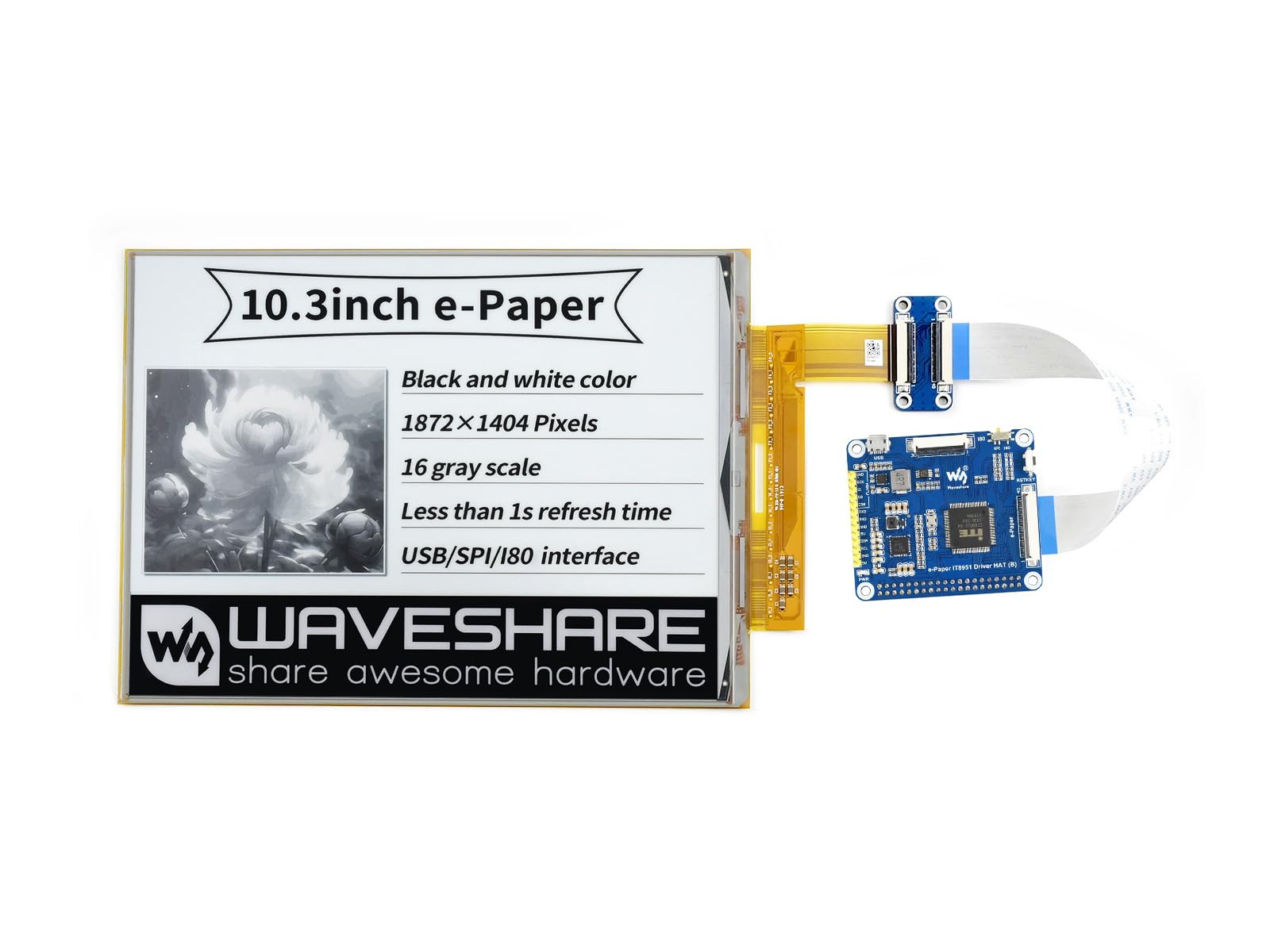 waveshare-10-3-zoll-e-paper-hat-1872-1404-flexibel-f-r-raspberry-pi-stm32 image 1