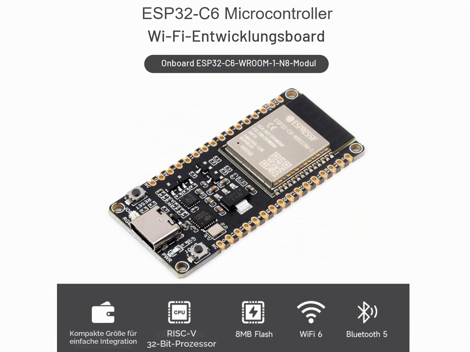 waveshare-esp32-c6-wifi-6-entwicklungsboard-esp32-c6-wroom-1-n8 image 3