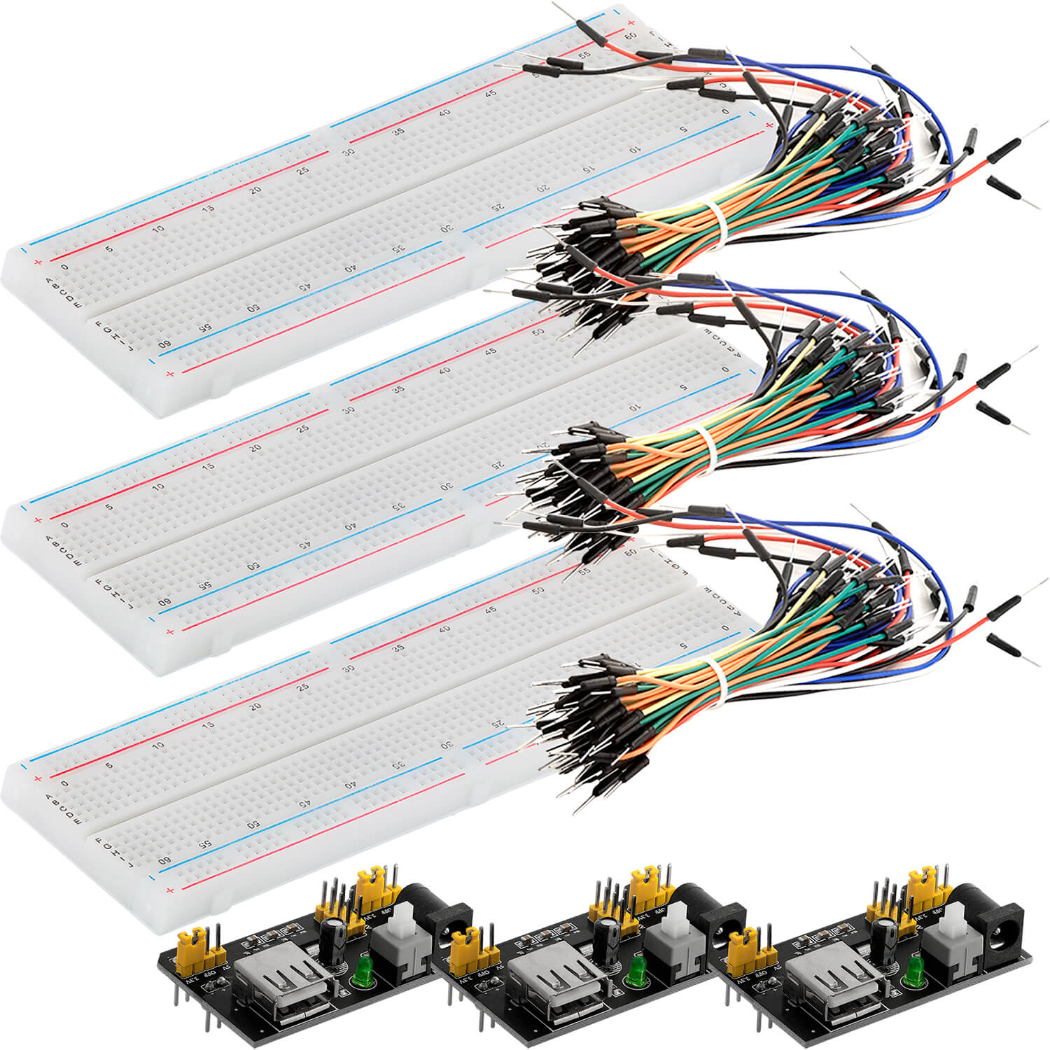 az-delivery-mb-102-breadboard-kit-mit-830-kontakten-netzteil-adapter-und-65-stec image 4