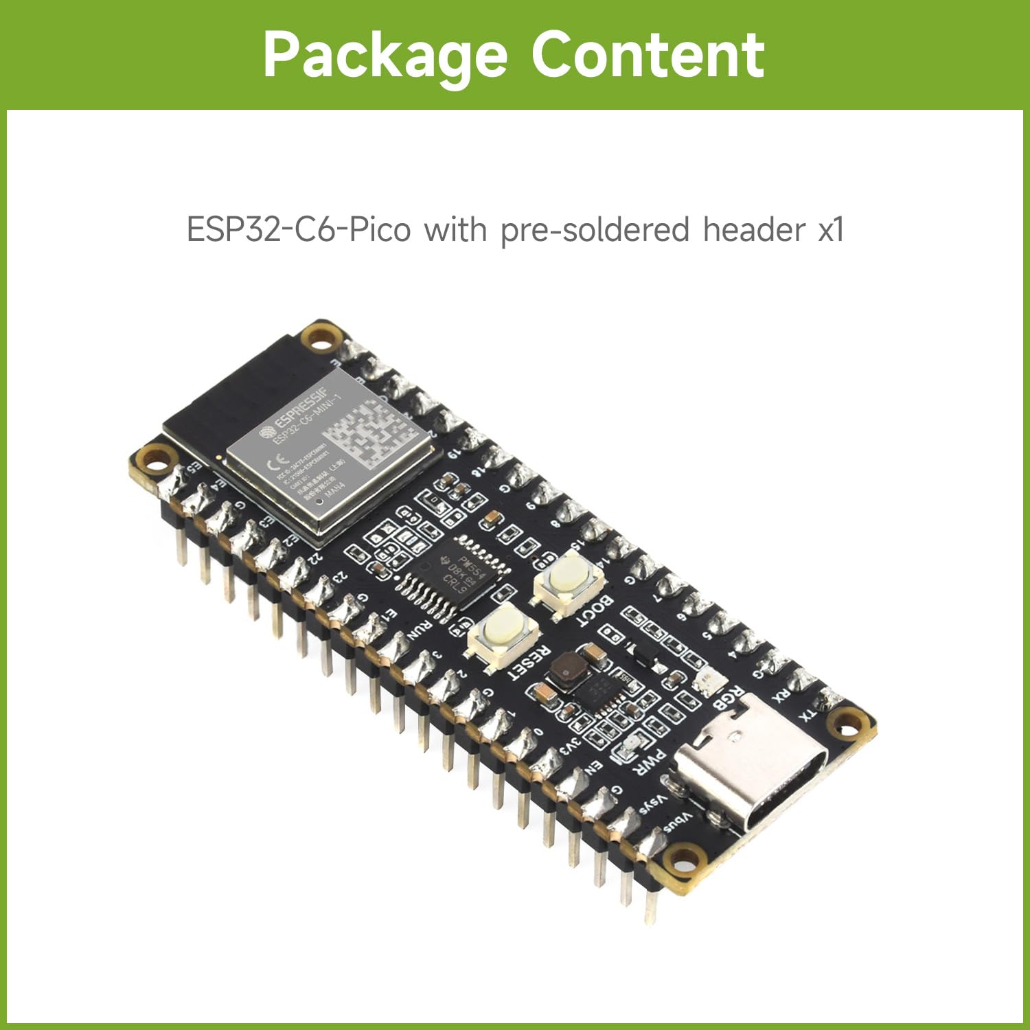 waveshare-esp32-c6-pico-entwicklungsboard-wifi-6-mit-header image 2