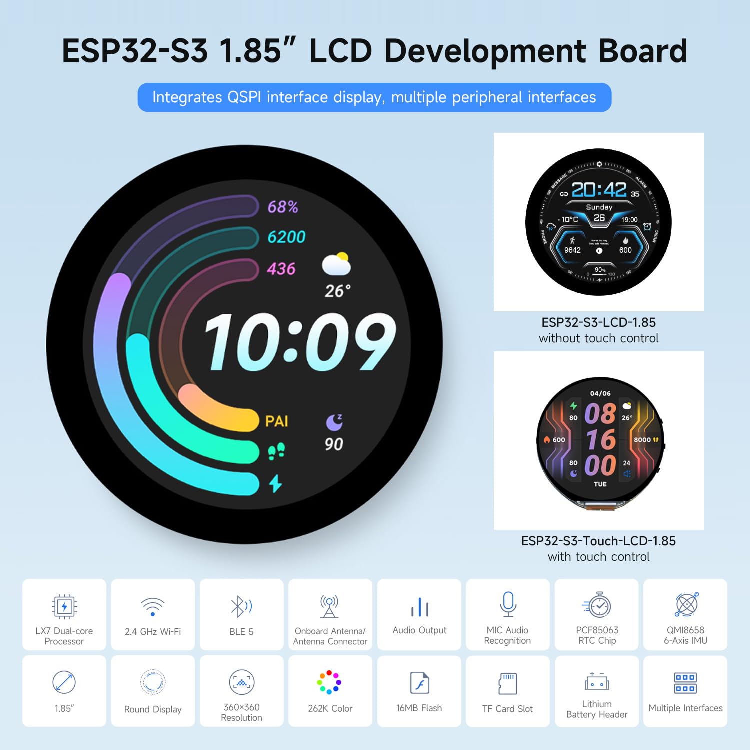 waveshare-esp32-s3-1-85-zoll-display-entwicklungsboard-360x360-ohne-touch image 3