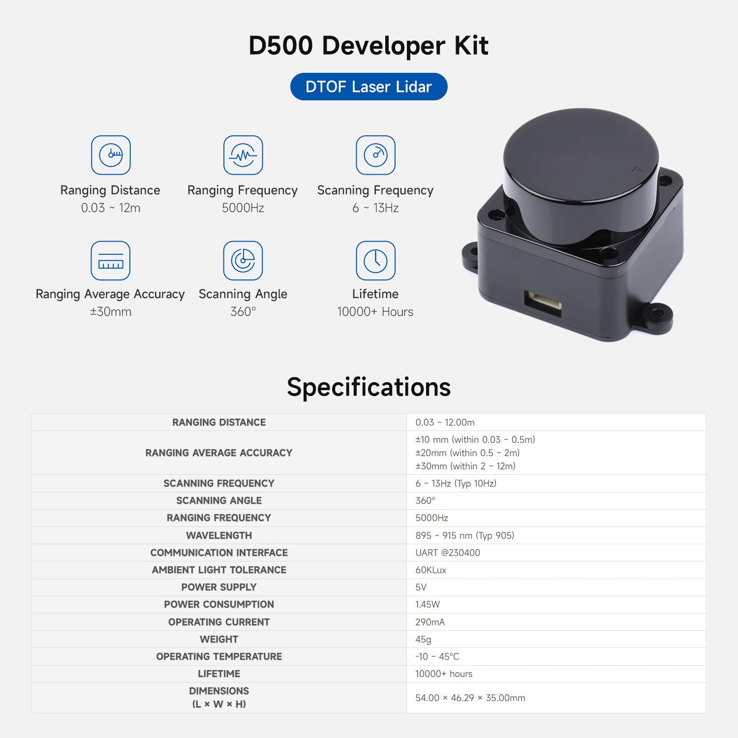 waveshare-d500-developer-kit-dtof-lasersensor-360-lidar-uart-f-r-service-und-qua image 3