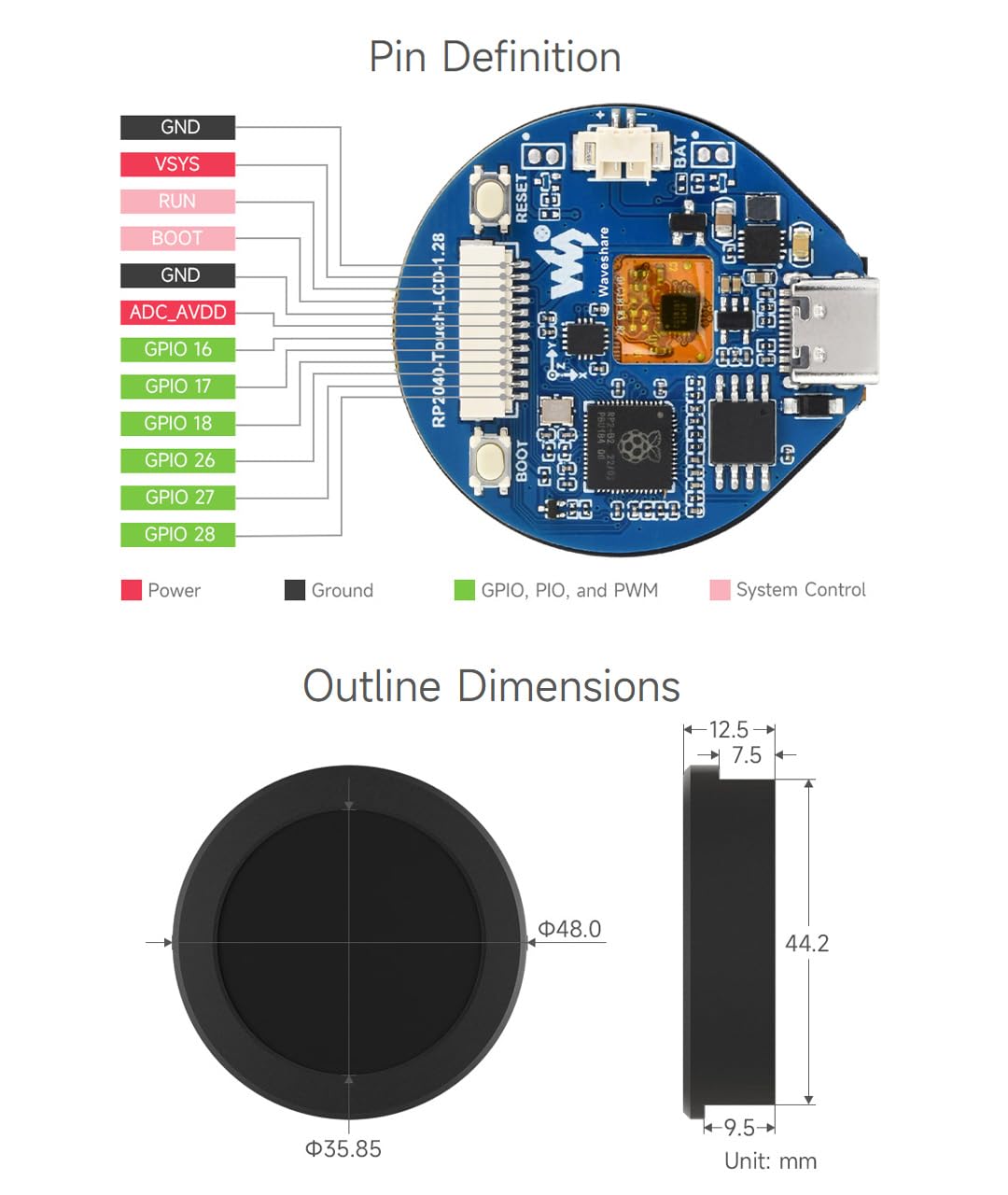 waveshare-rp2040-touch-lcd-1-28-b-entwicklungsboard-1-28-zoll-rundes-touch-lcd-m image 8