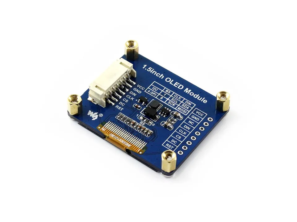 waveshare-1-5-zoll-oled-display-modul-128x128-16-graustufen-spi-i2c-ssd1327 image 1